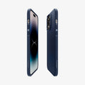 ACS04958 - iPhone 14 Pro Case Liquid Air in navy blue showing the sides, partial back and front