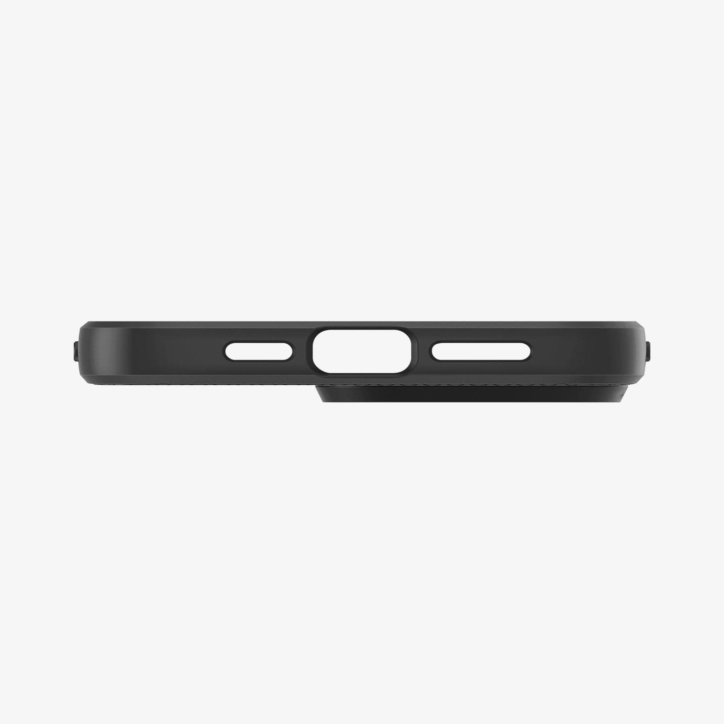 ACS04813 - iPhone 14 Pro Max Case Liquid Air in matte black showing the bottom with precise cutouts