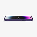 ACS05575 - iPhone 14 Pro Max Case Liquid Air in deep purple showing the front and side with device laying flat