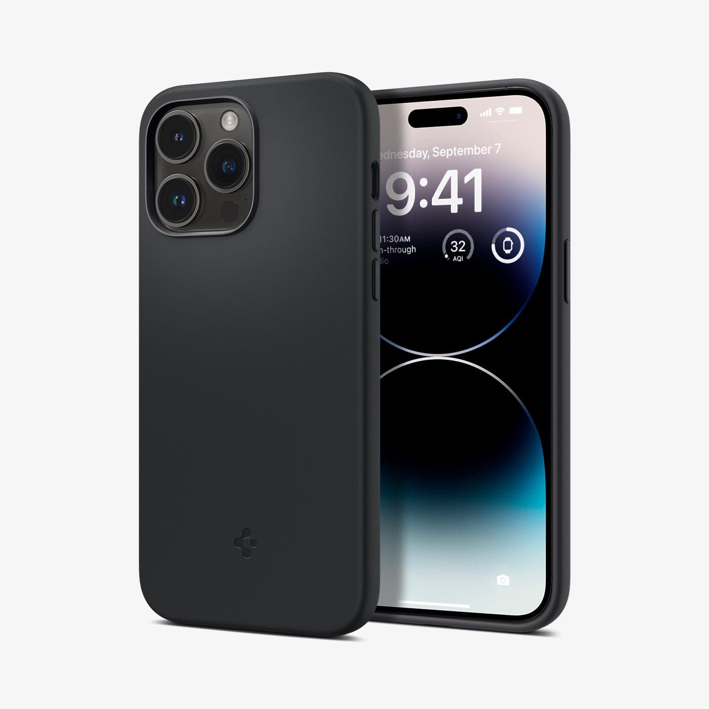 ACS04846 - iPhone 14 Pro Max Case Silicone Fit (MagFit) in black showing the back and front