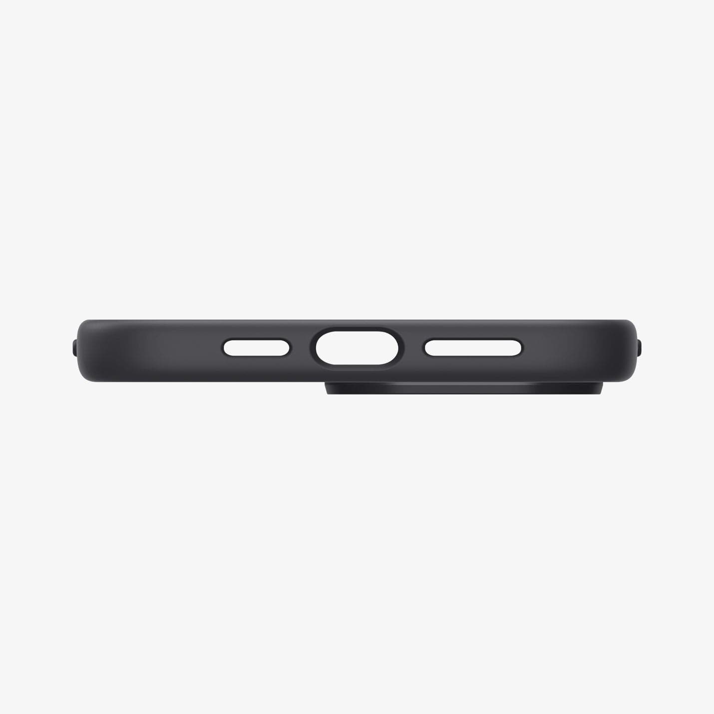 ACS04846 - iPhone 14 Pro Max Case Silicone Fit (MagFit) in black showing the bottom with precise cutouts