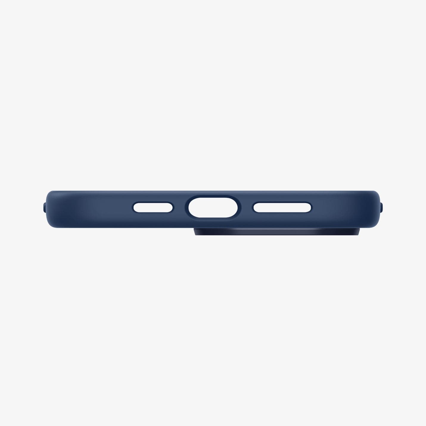 ACS04847 - iPhone 14 Pro Max Case Silicone Fit (MagFit) in navy blue showing the bottom with precise cutouts