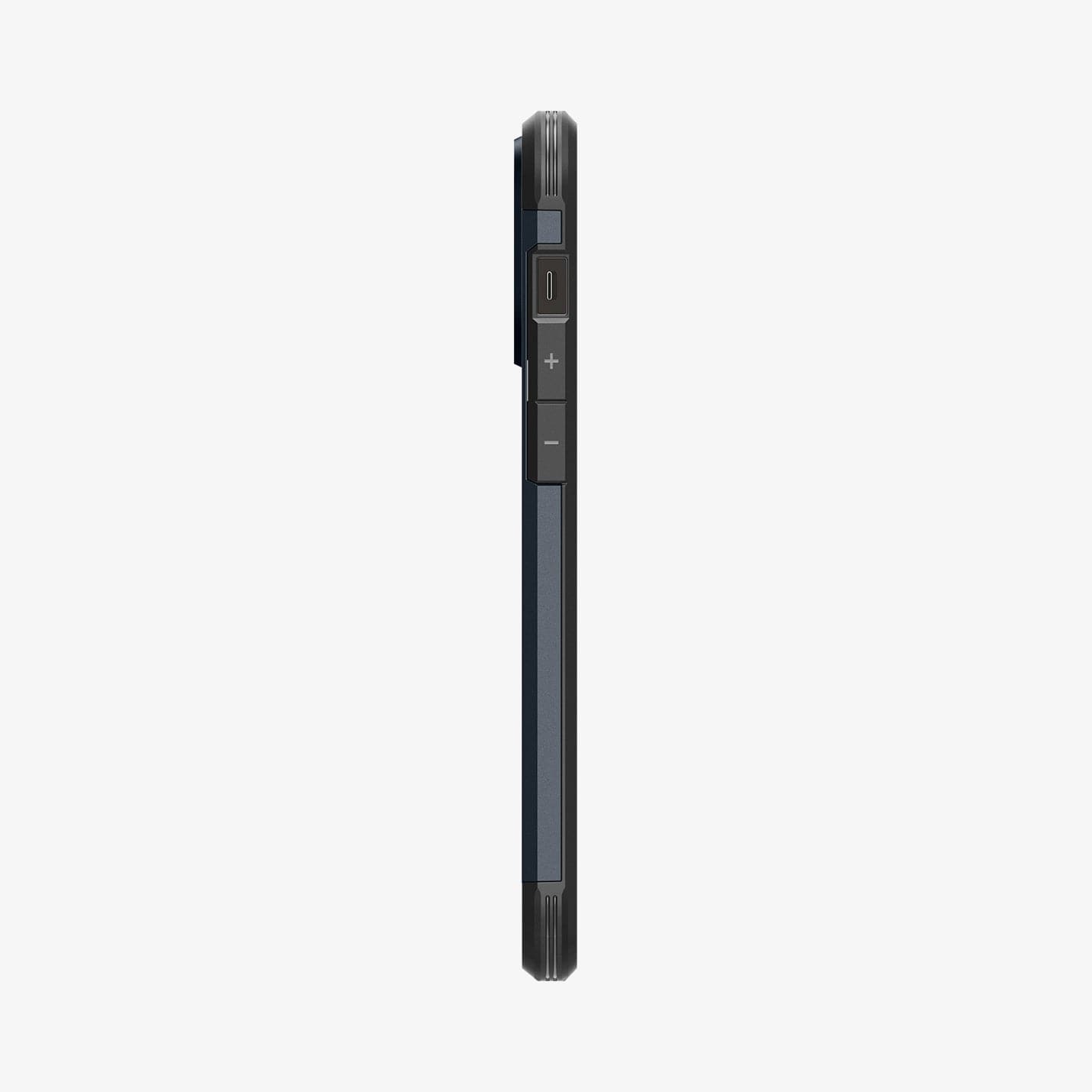 ACS04841 - iPhone 14 Pro Max Case Tough Armor (MagFit) in metal slate showing the side with volume controls