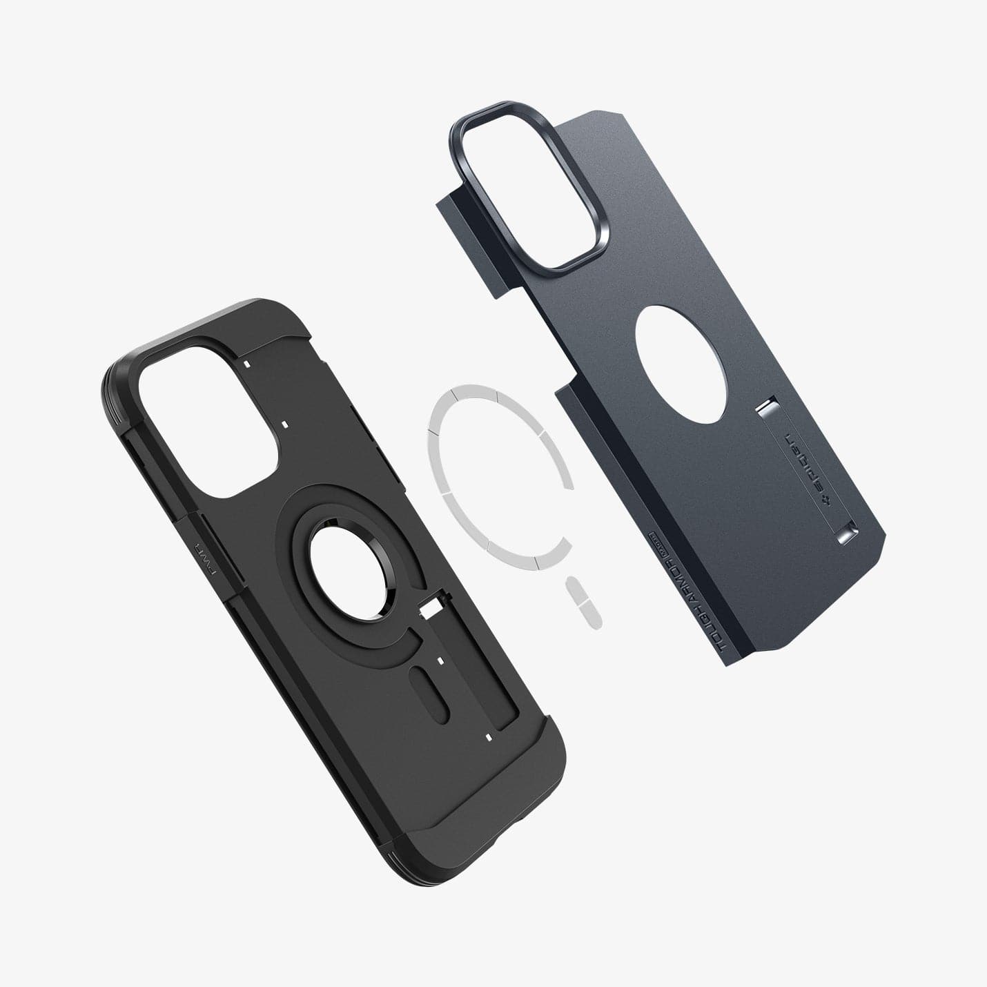 ACS04841 - iPhone 14 Pro Max Case Tough Armor (MagFit) in metal slate showing the multiple magsafe layers of back