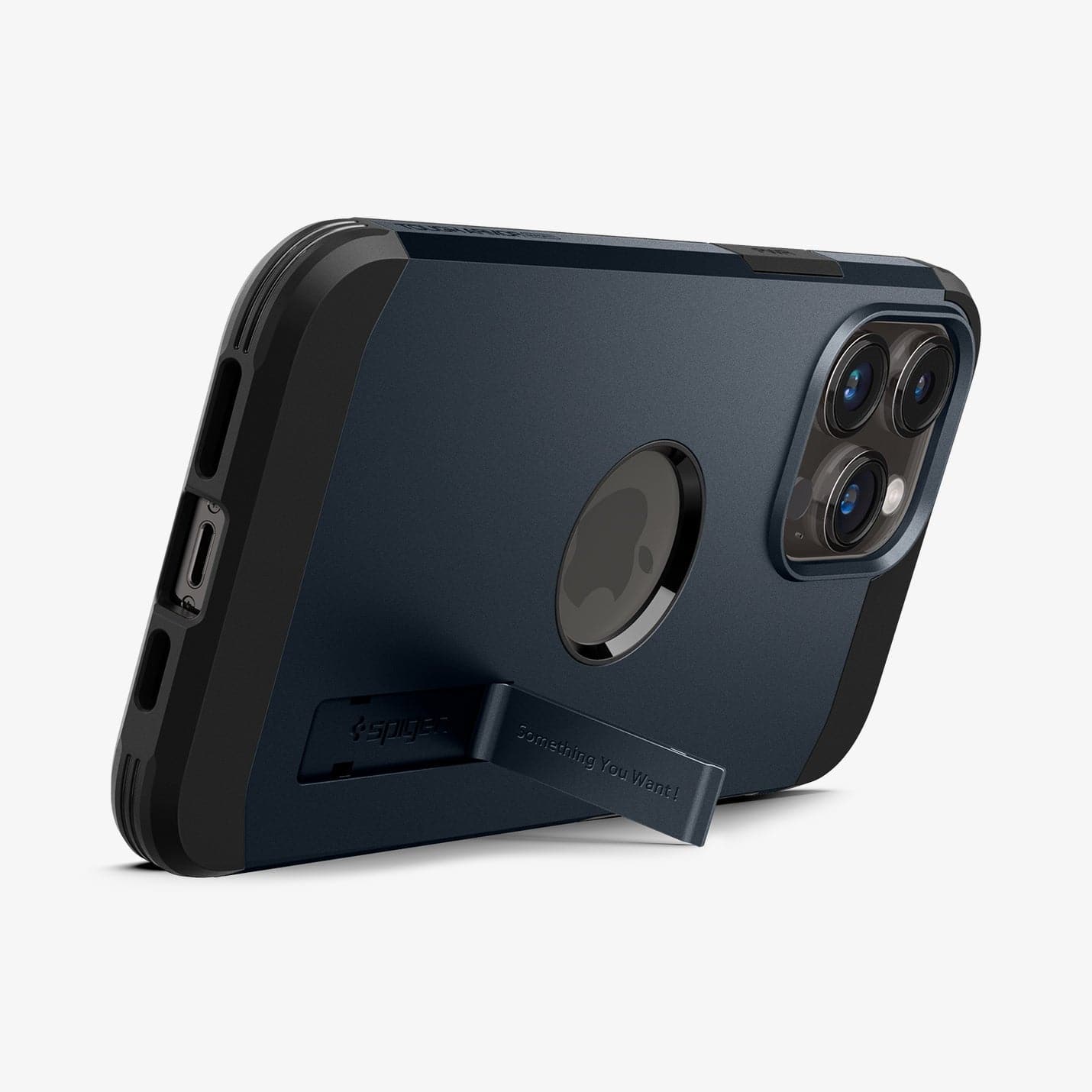 ACS04841 - iPhone 14 Pro Max Case Tough Armor (MagFit) in metal slate showing the device being propped up horizontally by built in kickstand