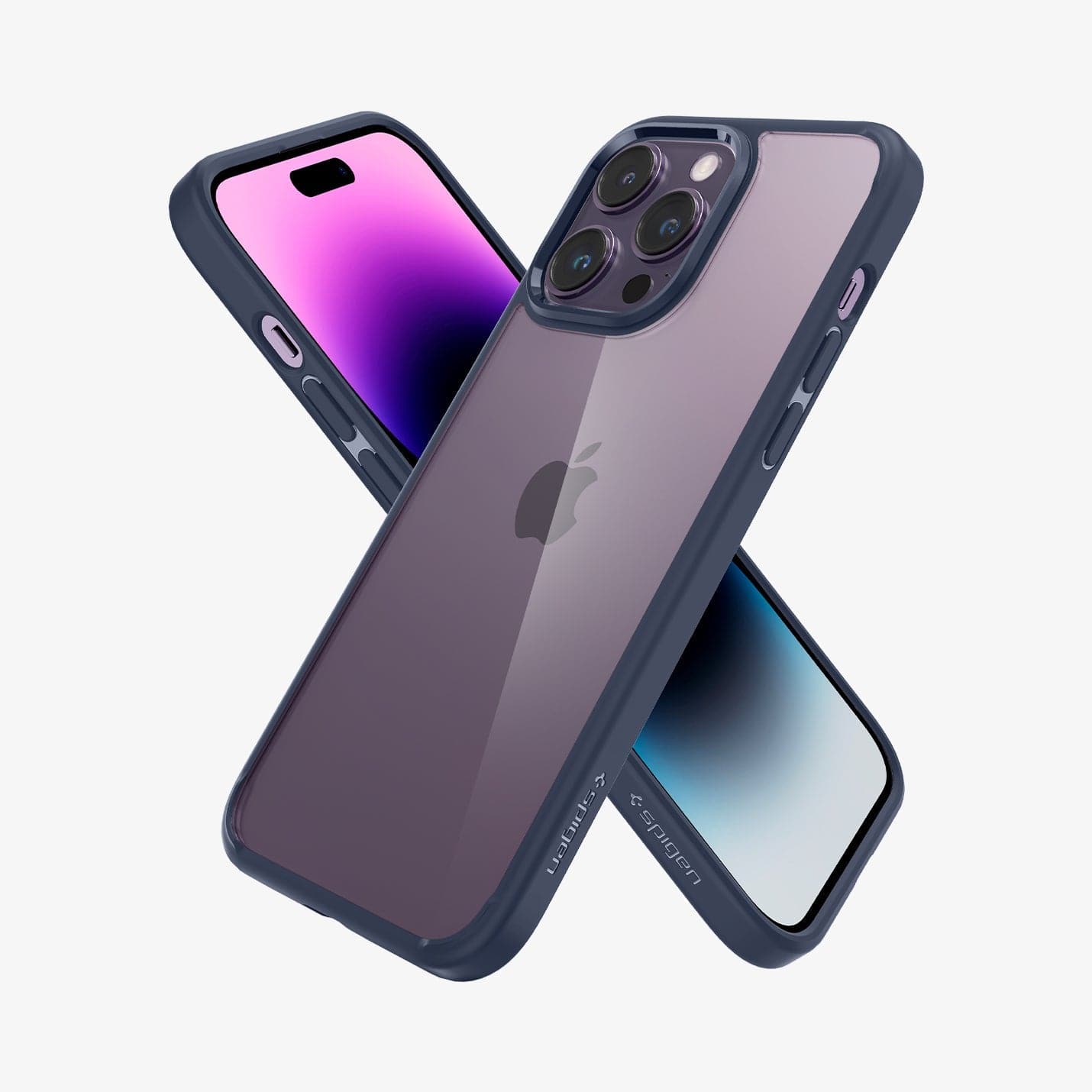 ACS04962 - iPhone 14 Pro Case Ultra Hybrid in navy blue showing the back, sides and front