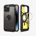 ACS04984 - iPhone 14 Pro Case Tough Armor (MagFit) in gunmetal showing the back, front and magsafe layer of back
