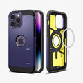 ACS05579 - iPhone 14 Pro Case Tough Armor (MagFit) in deep purple showing the back, front and magsafe layer of back