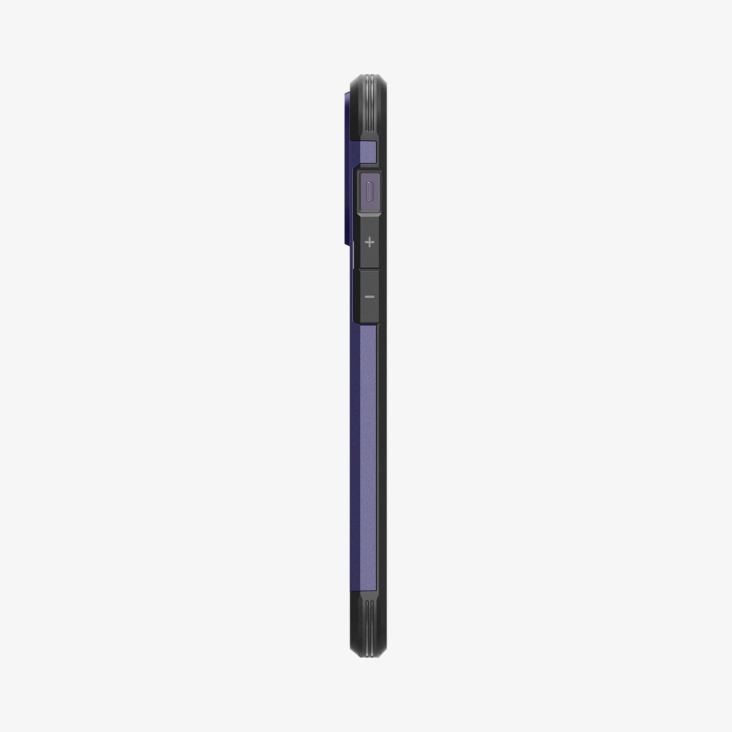 ACS05579 - iPhone 14 Pro Case Tough Armor (MagFit) in deep purple showing the side with volume controls