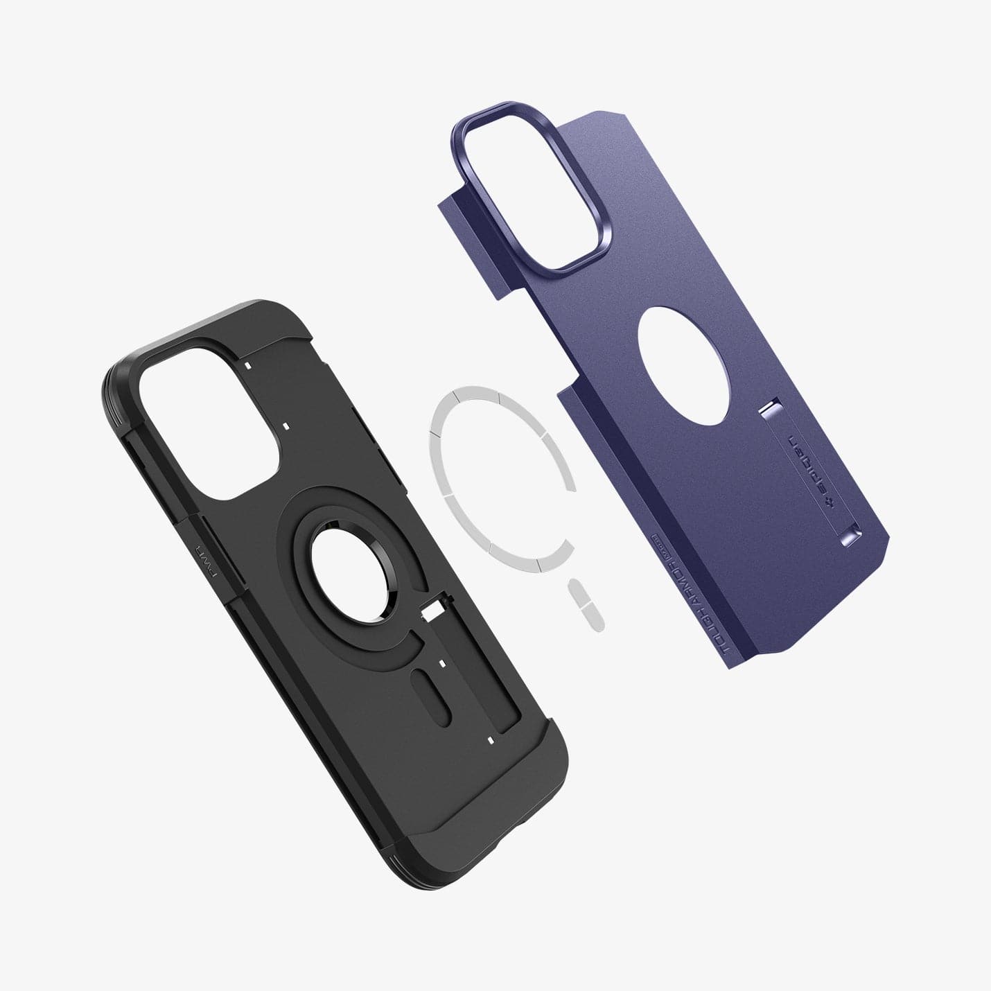 ACS05579 - iPhone 14 Pro Case Tough Armor (MagFit) in deep purple showing the multiple magsafe layers of back