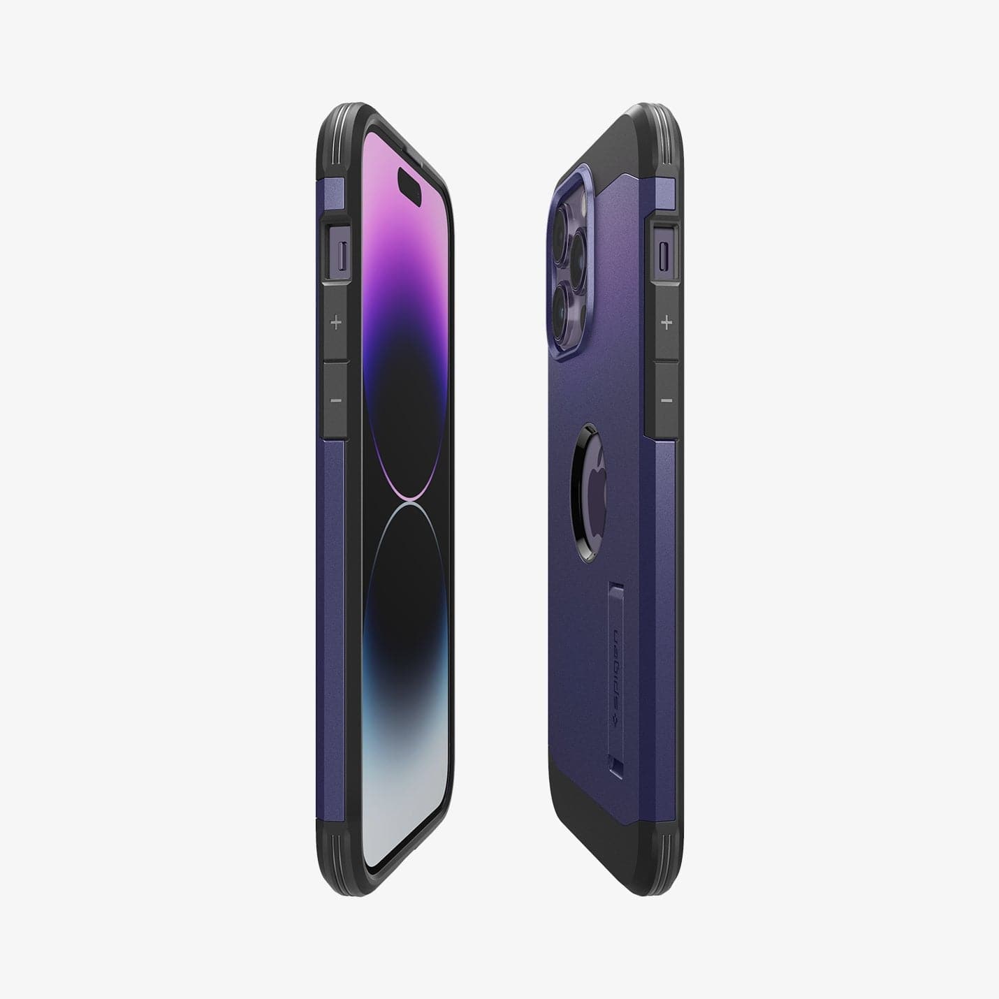 ACS05579 - iPhone 14 Pro Case Tough Armor (MagFit) in deep purple showing the sides, partial back and front