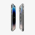 ACS05586 - iPhone 14 Pro Case Ultra Hybrid (MagFit) in frost black showing the sides, partial back and front