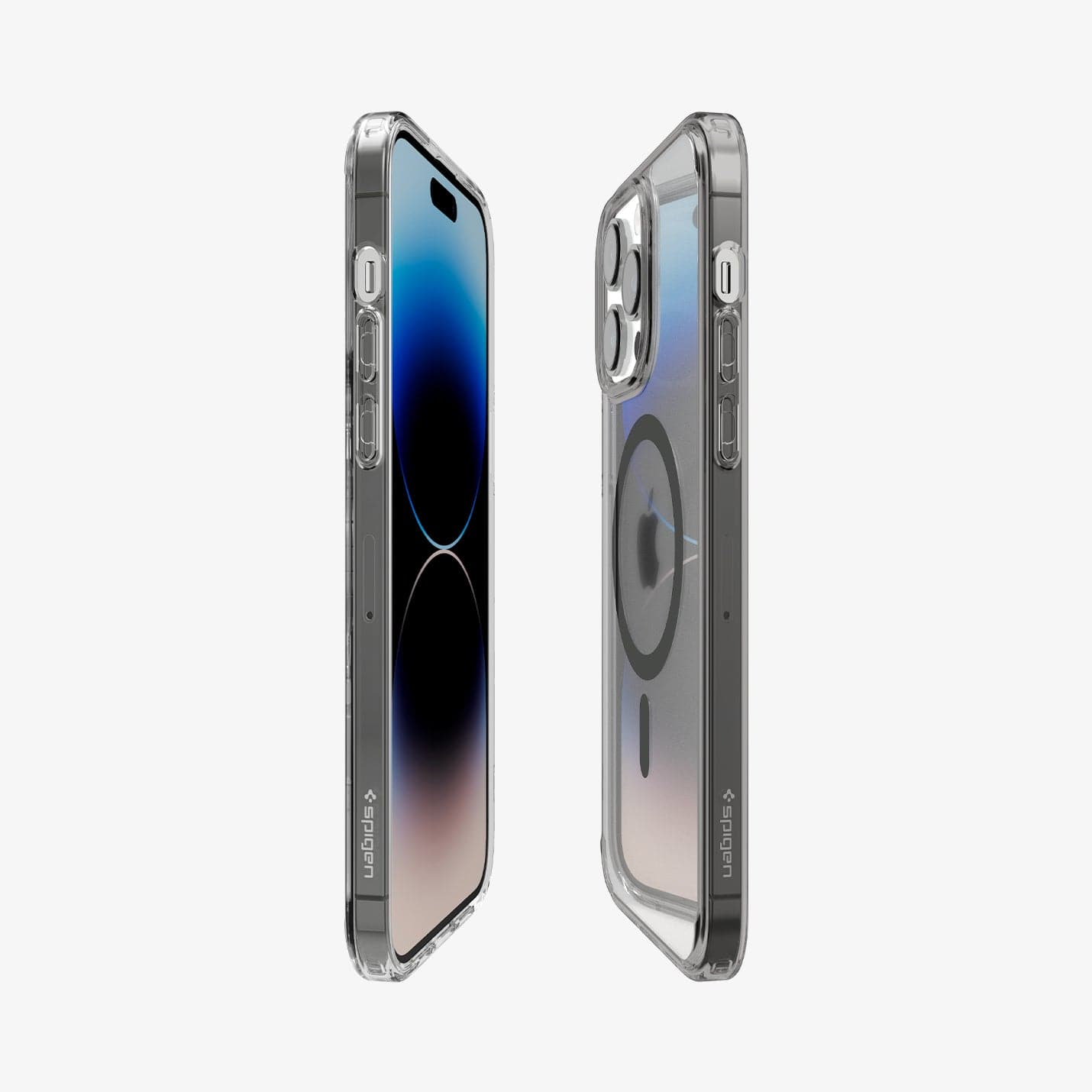 ACS05586 - iPhone 14 Pro Case Ultra Hybrid (MagFit) in frost black showing the sides, partial back and front