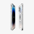 ACS05587 - iPhone 14 Pro Case Ultra Hybrid (MagFit) in frost clear showing the sides, partial back and front