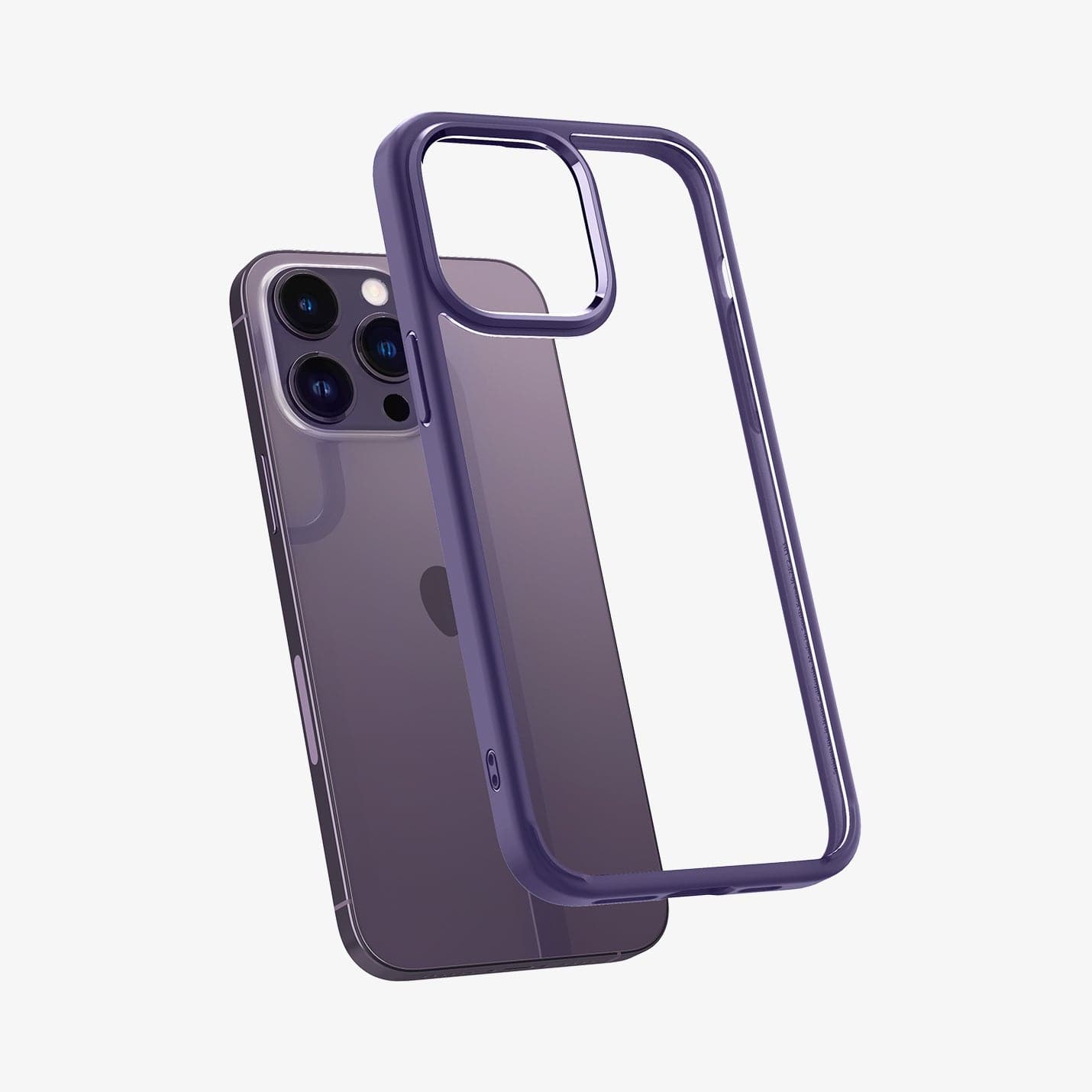 ACS05577 - iPhone 14 Pro Case Ultra Hybrid in deep purple showing the back slightly hovering away from device