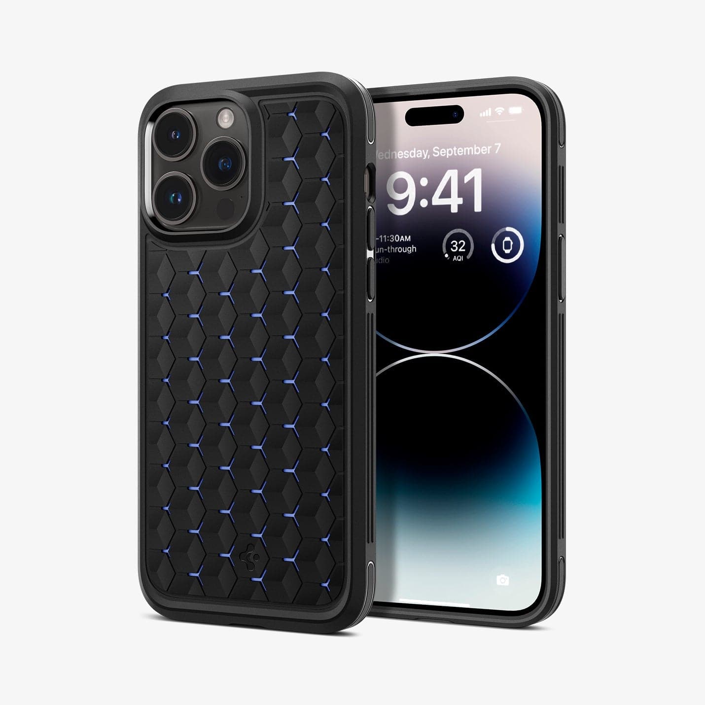 ACS04854 - iPhone 14 Pro Max Case Cryo Armor in matte black showing the back and front