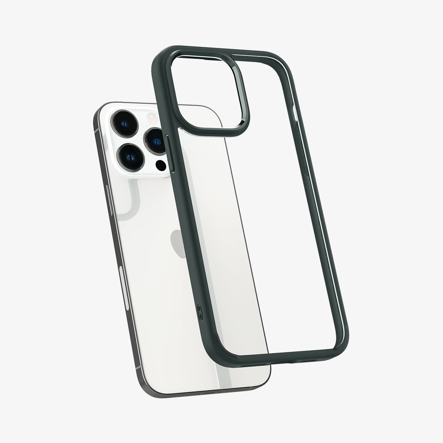 ACS04966 - iPhone 14 Pro Case Ultra Hybrid in abyss green showing the back slightly hovering away from device