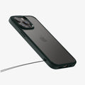 ACS04821 - iPhone 14 Pro Max Case Ultra Hybrid in abyss green showing the back and side with wristlet holes
