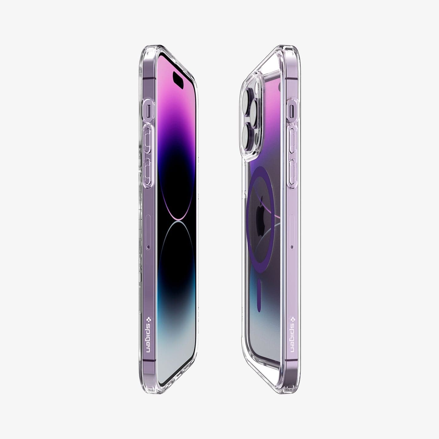 ACS05585 - iPhone 14 Pro Case Ultra Hybrid (MagFit) in deep purple showing the sides, partial back and front