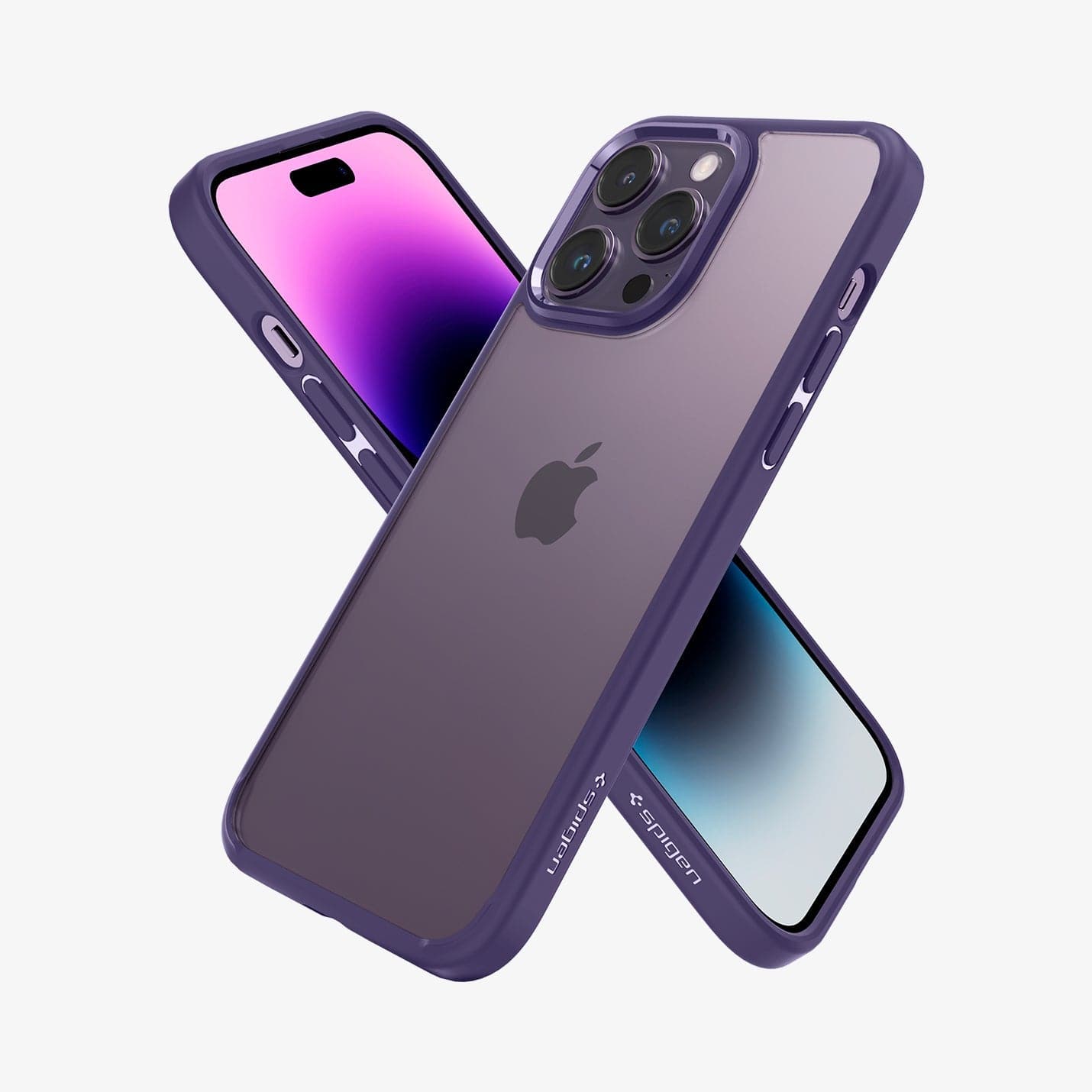 ACS05574 - iPhone 14 Pro Max Case Ultra Hybrid in deep purple showing the back, sides and front