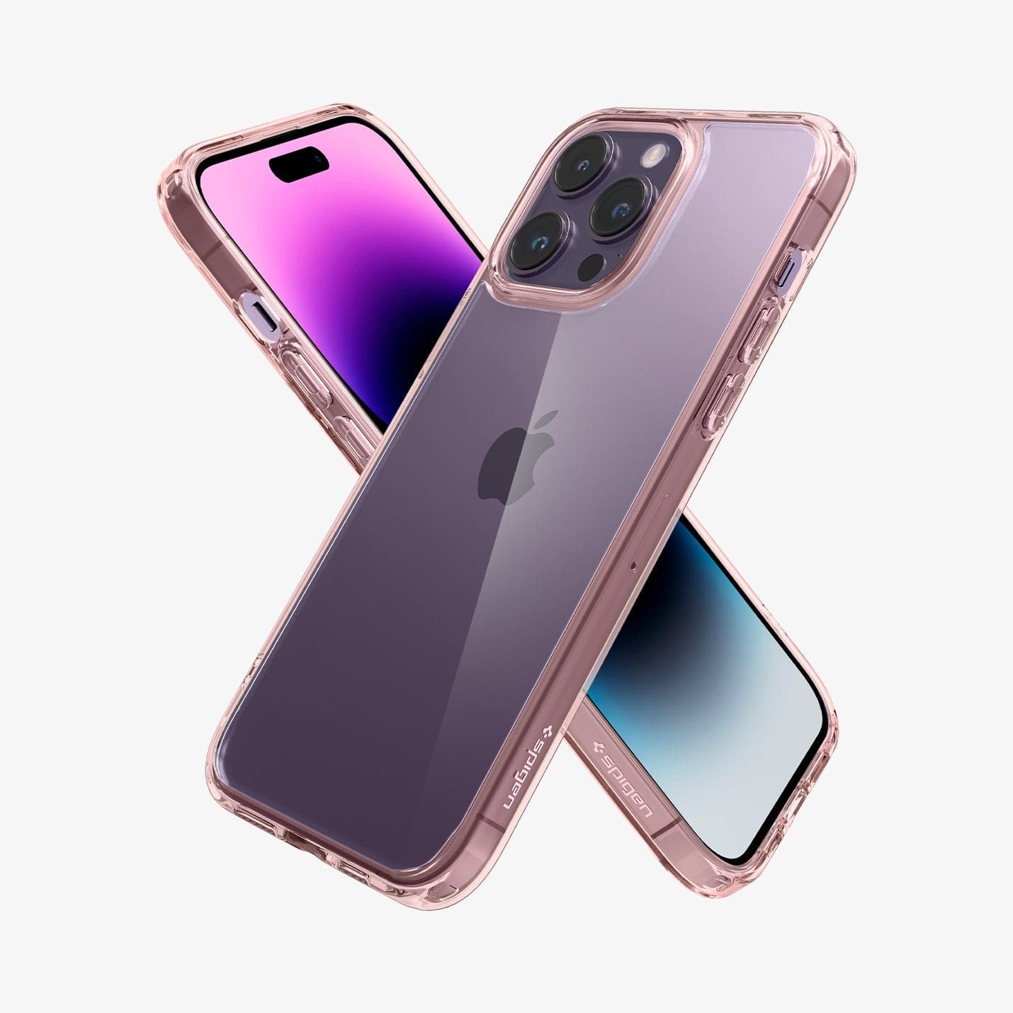 ACS04818 - iPhone 14 Pro Max Case Ultra Hybrid in rose crystal showing the back, sides and front