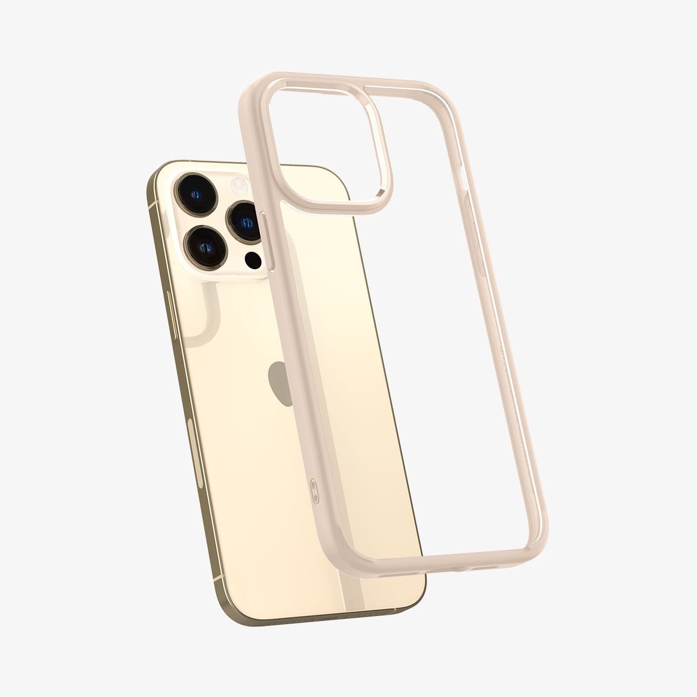 ACS04819 - iPhone 14 Pro Max Case Ultra Hybrid in sand beige showing the back slightly hovering away from device