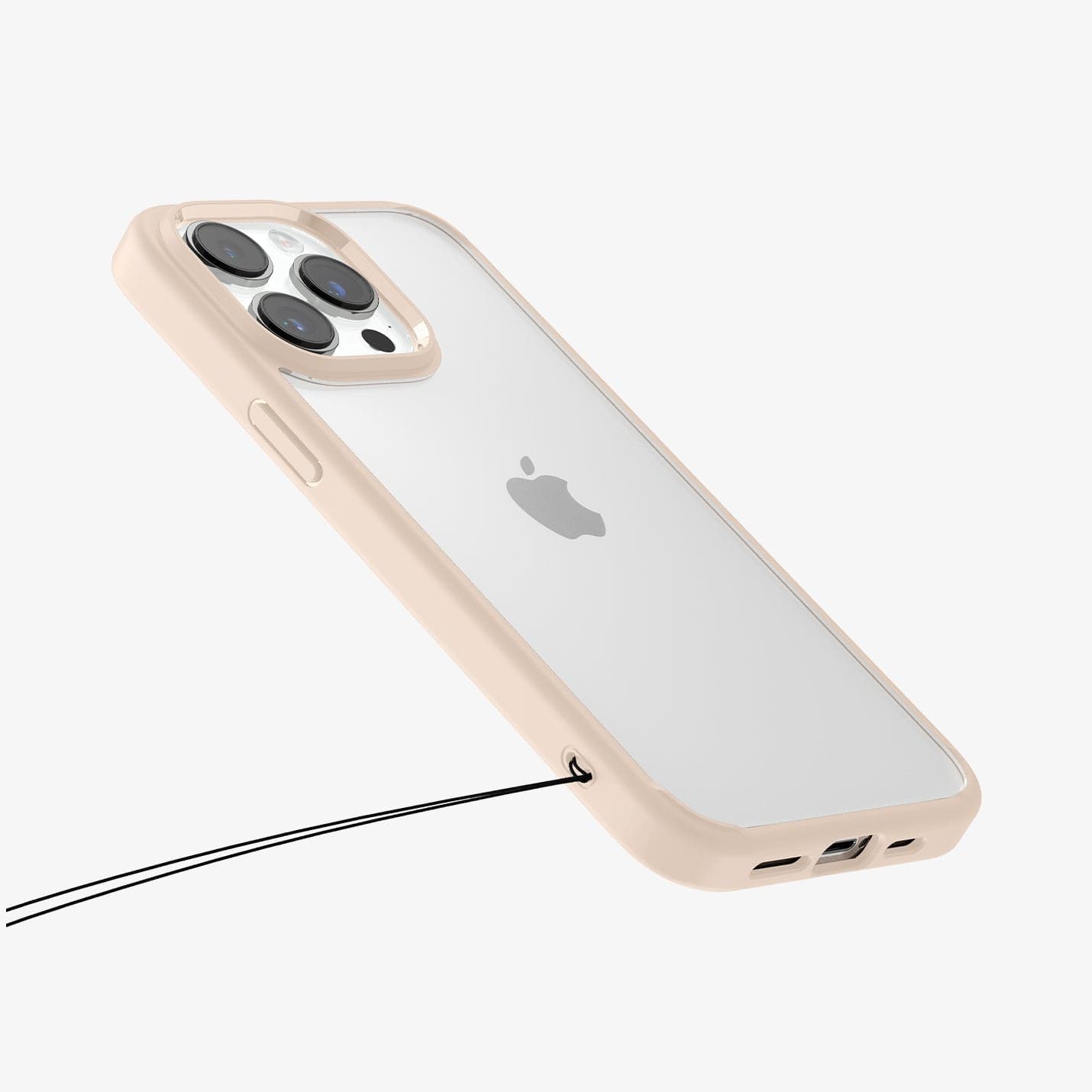 ACS04963 - iPhone 14 Pro Case Ultra Hybrid in sand beige showing the back and side with wristlet holes