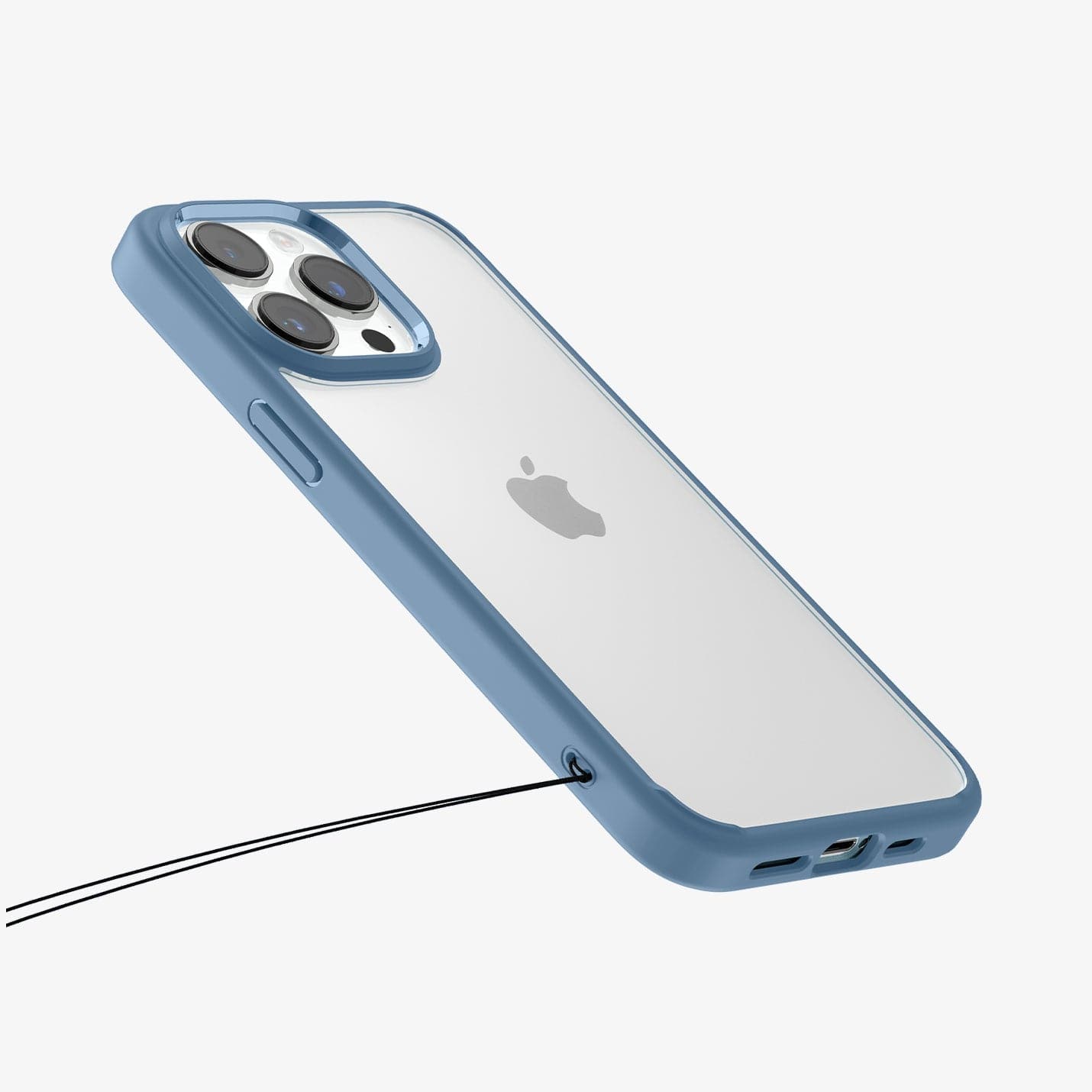 ACS04820 - iPhone 14 Pro Max Case Ultra Hybrid in sierra blue showing the back and side with wristlet holes