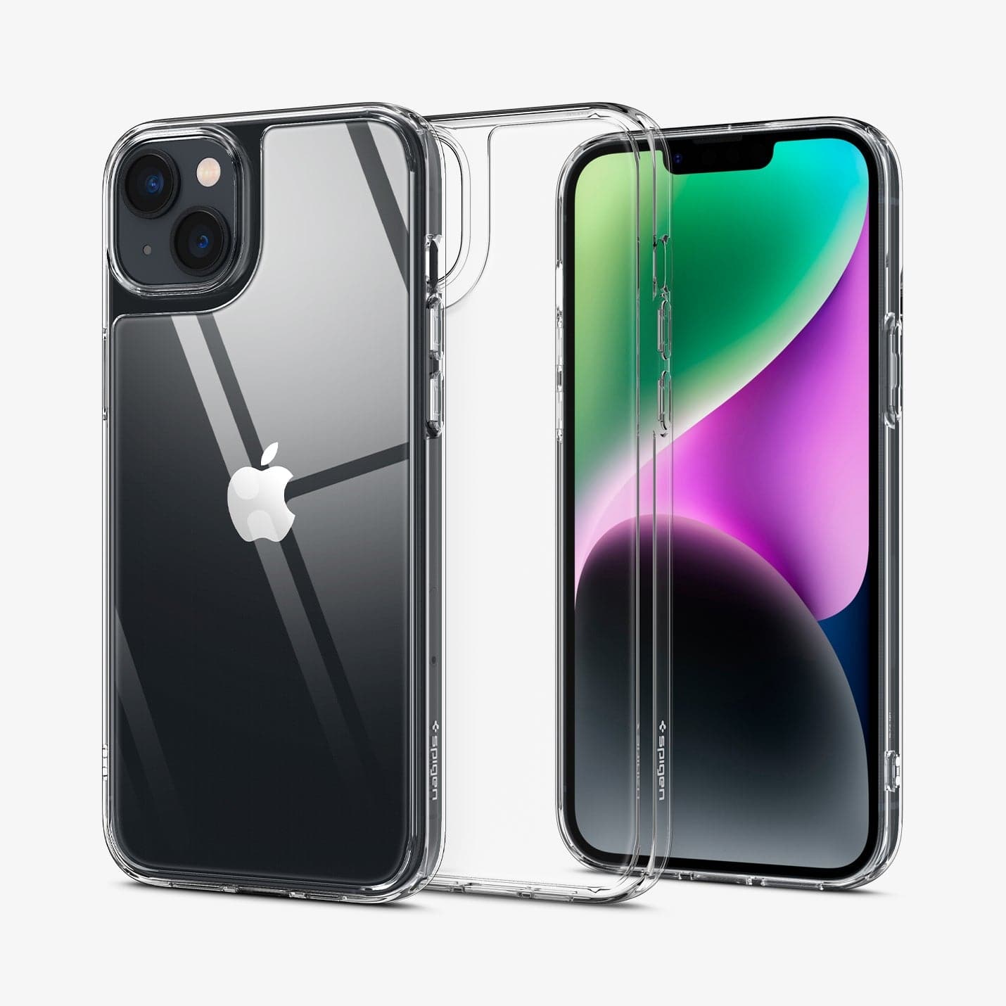 ACS04906 - iPhone 14 Plus Case Quartz Hybrid in crystal clear showing the back, inside and front