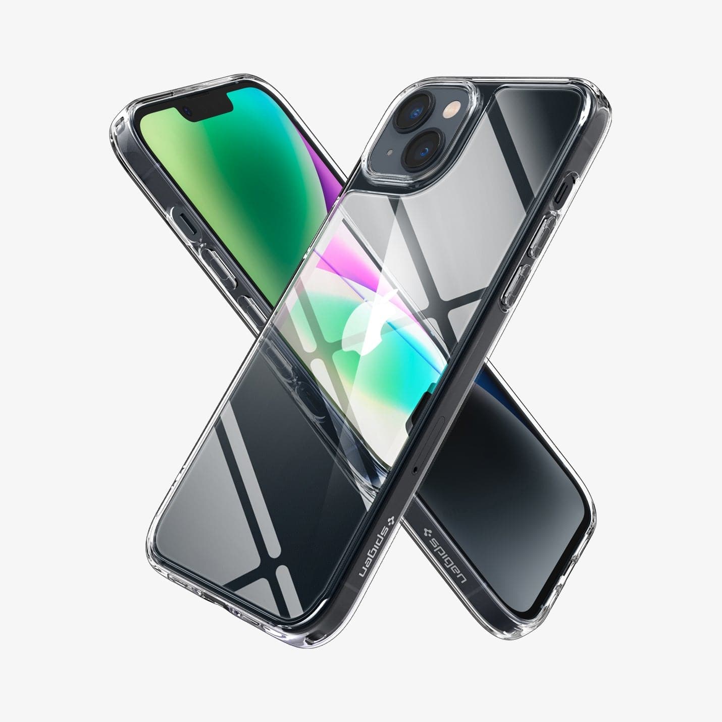 ACS05052 - iPhone 14 Case Quartz Hybrid in crystal clear showing the sides, back and partial front