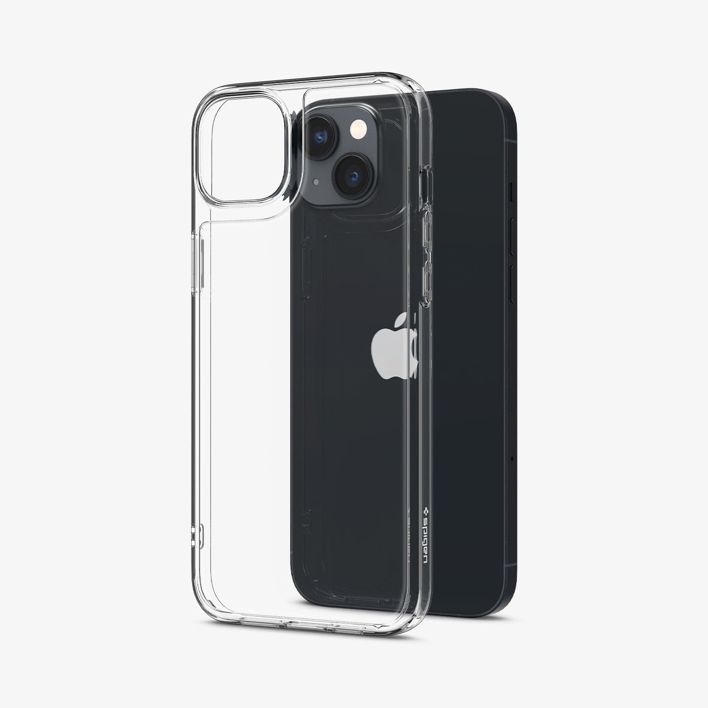 ACS04906 - iPhone 14 Plus Case Quartz Hybrid in crystal clear showing the back hovering slightly in front of device