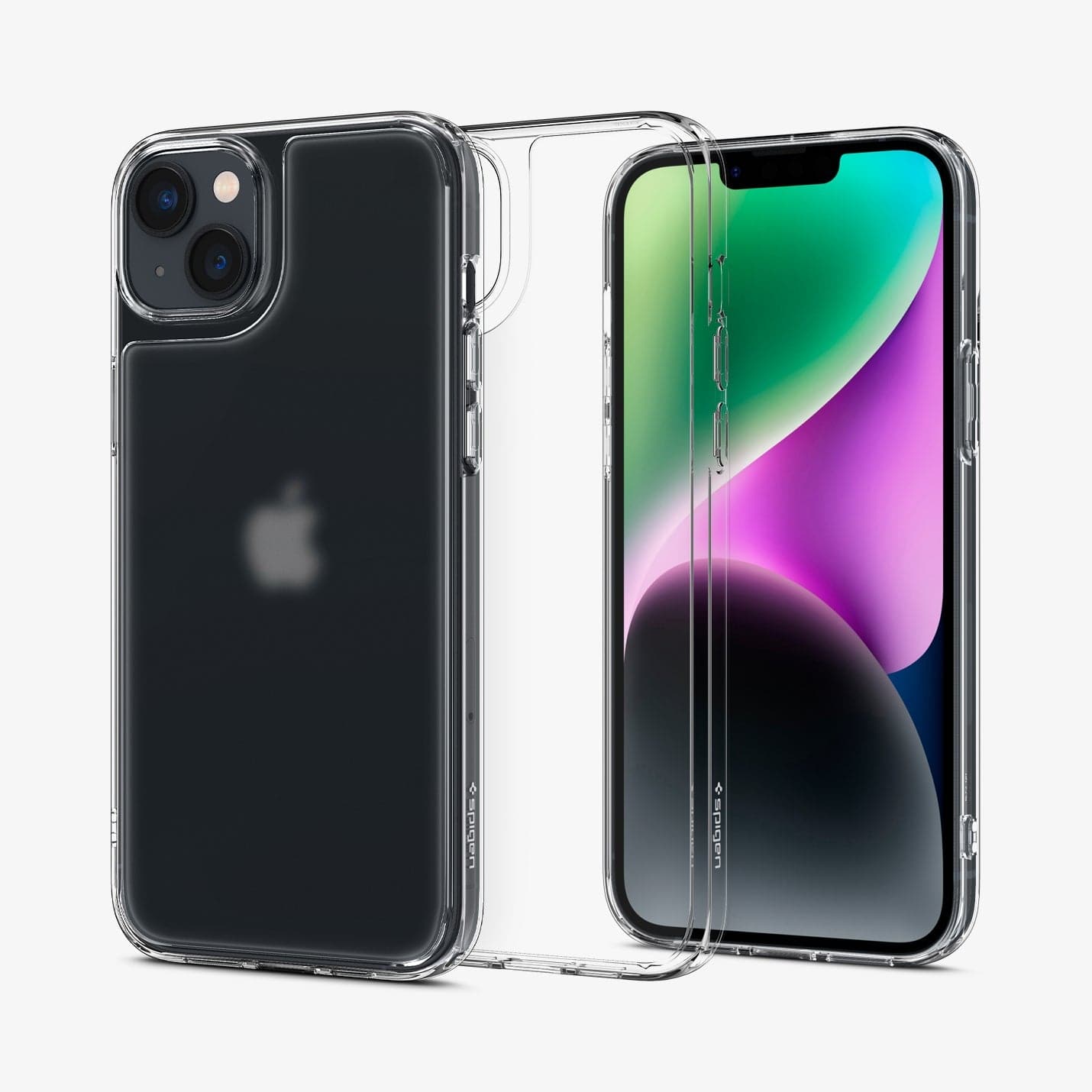 ACS05053 - iPhone 14 Case Quartz Hybrid in matte clear showing the back, inside and front