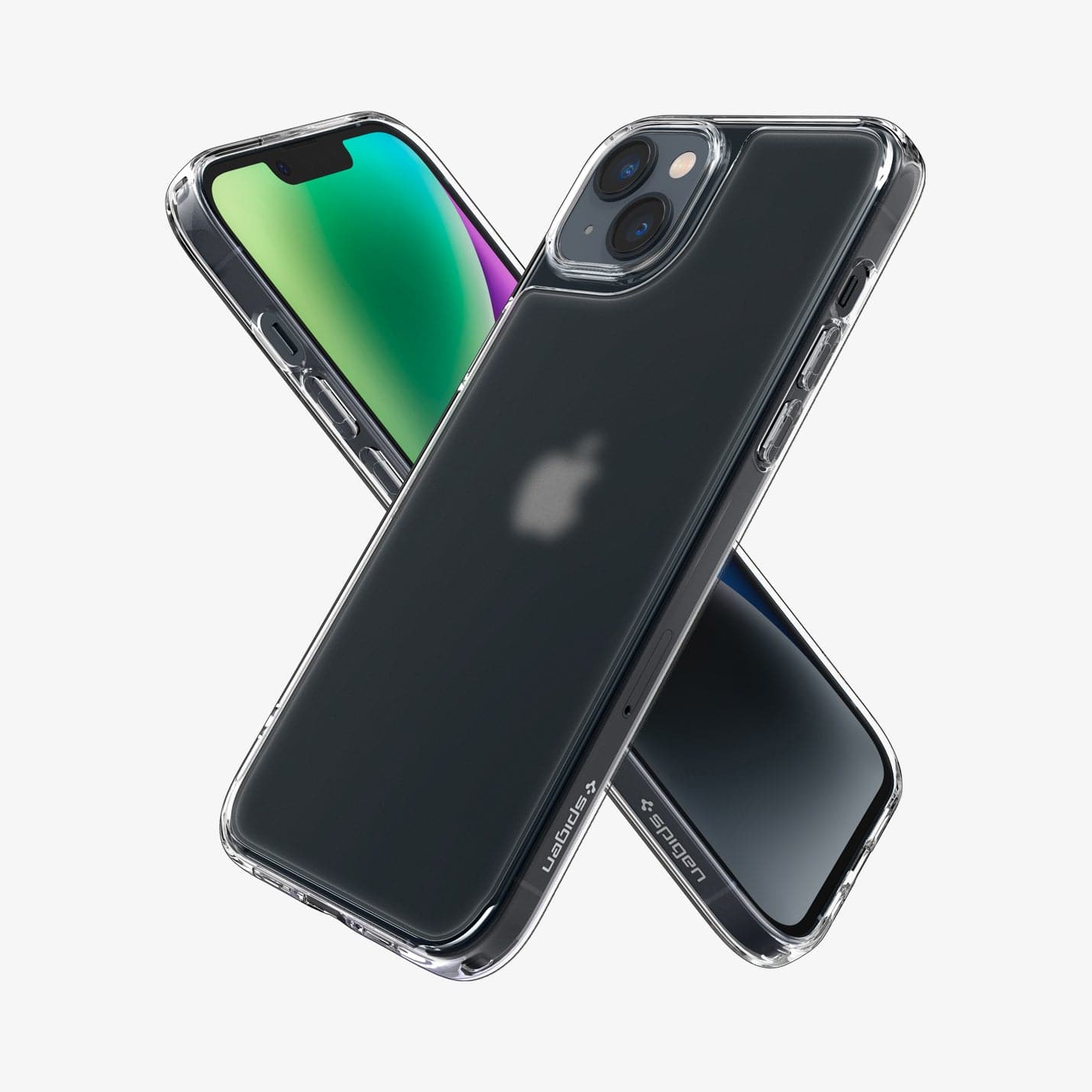 ACS05053 - iPhone 14 Case Quartz Hybrid in matte clear showing the sides, back and partial front