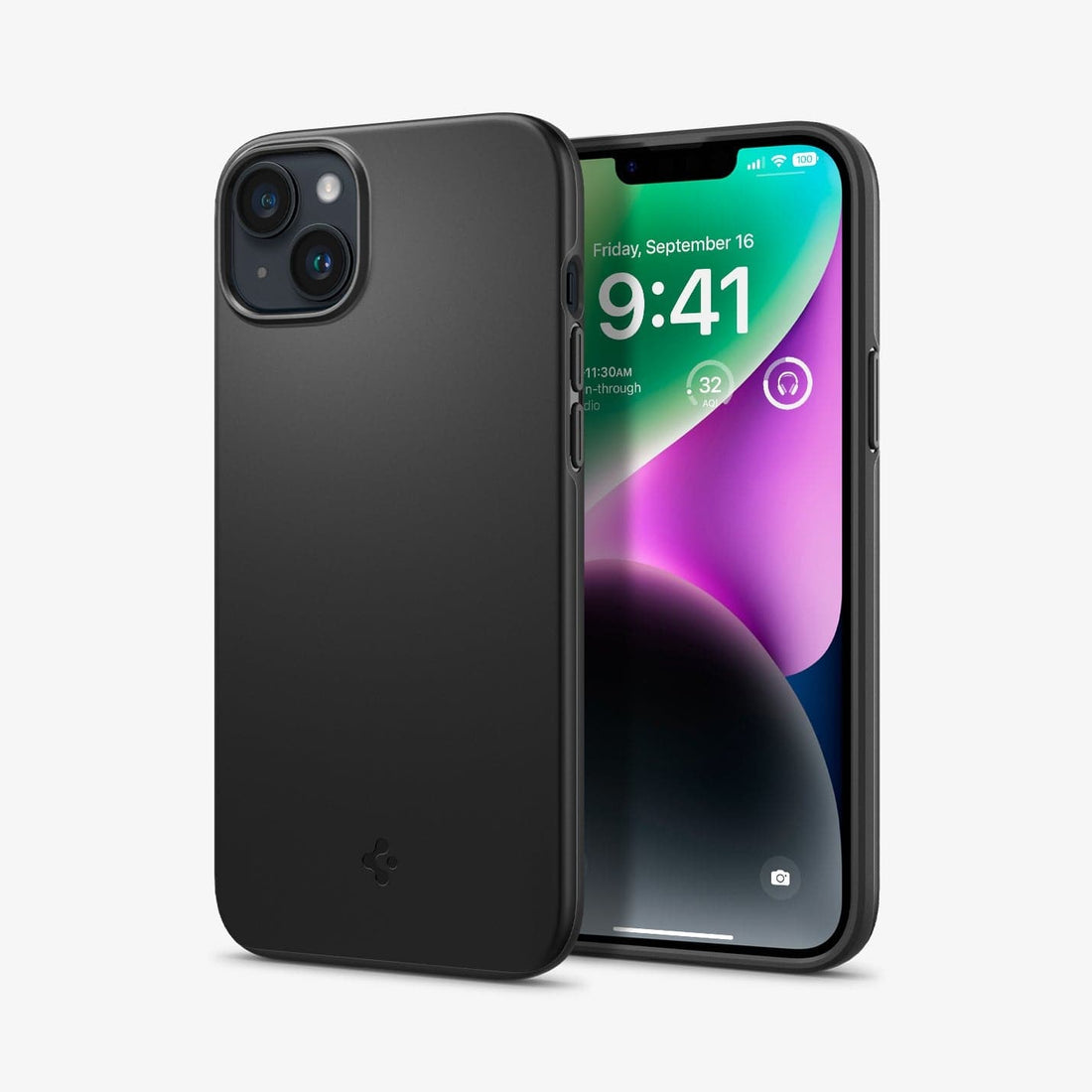 ACS04788 - iPhone 14 Case Thin Fit in black showing the back and front