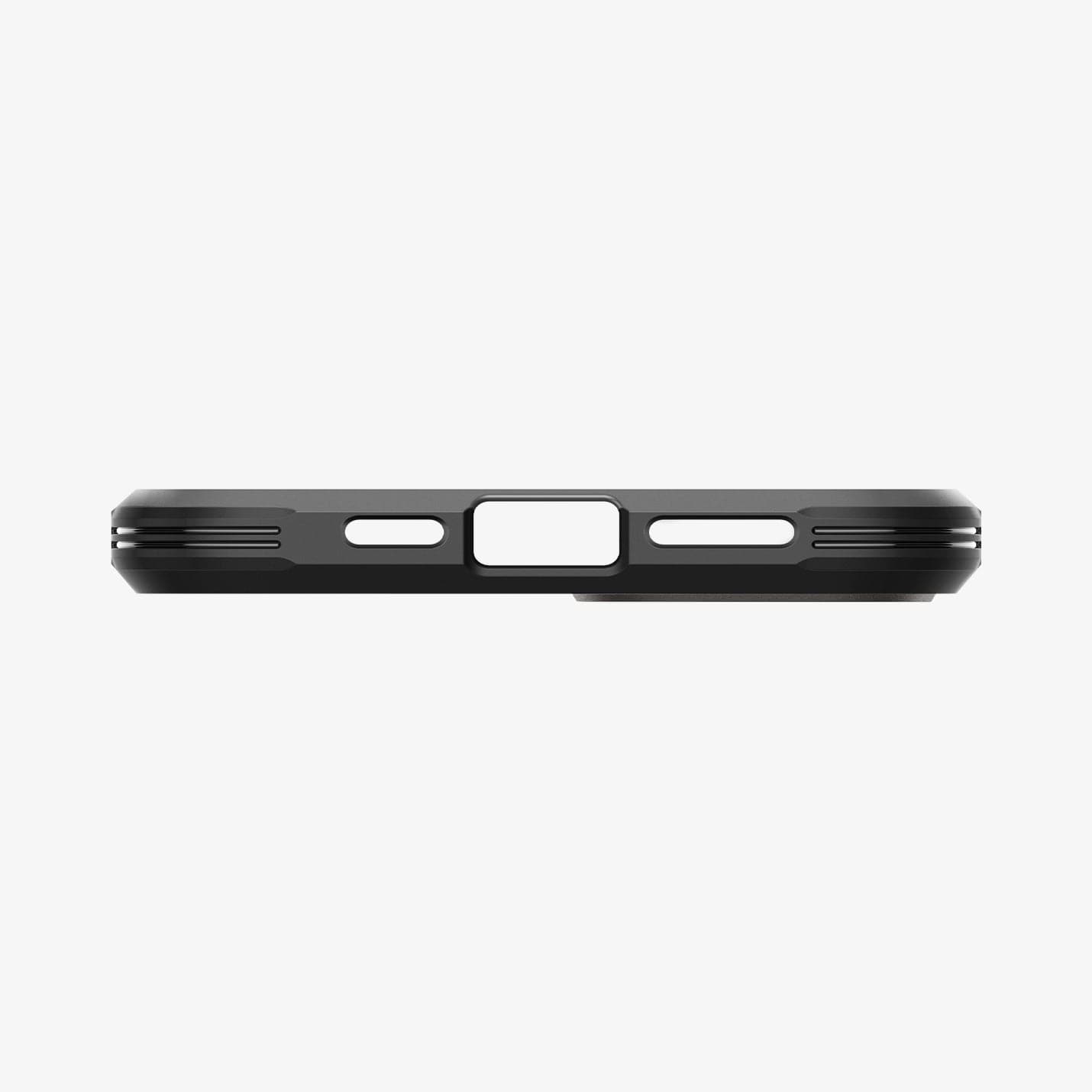 ACS05061 - iPhone 14 Case Tough Armor (MagFit) in gunmetal showing the bottom with precise cutouts