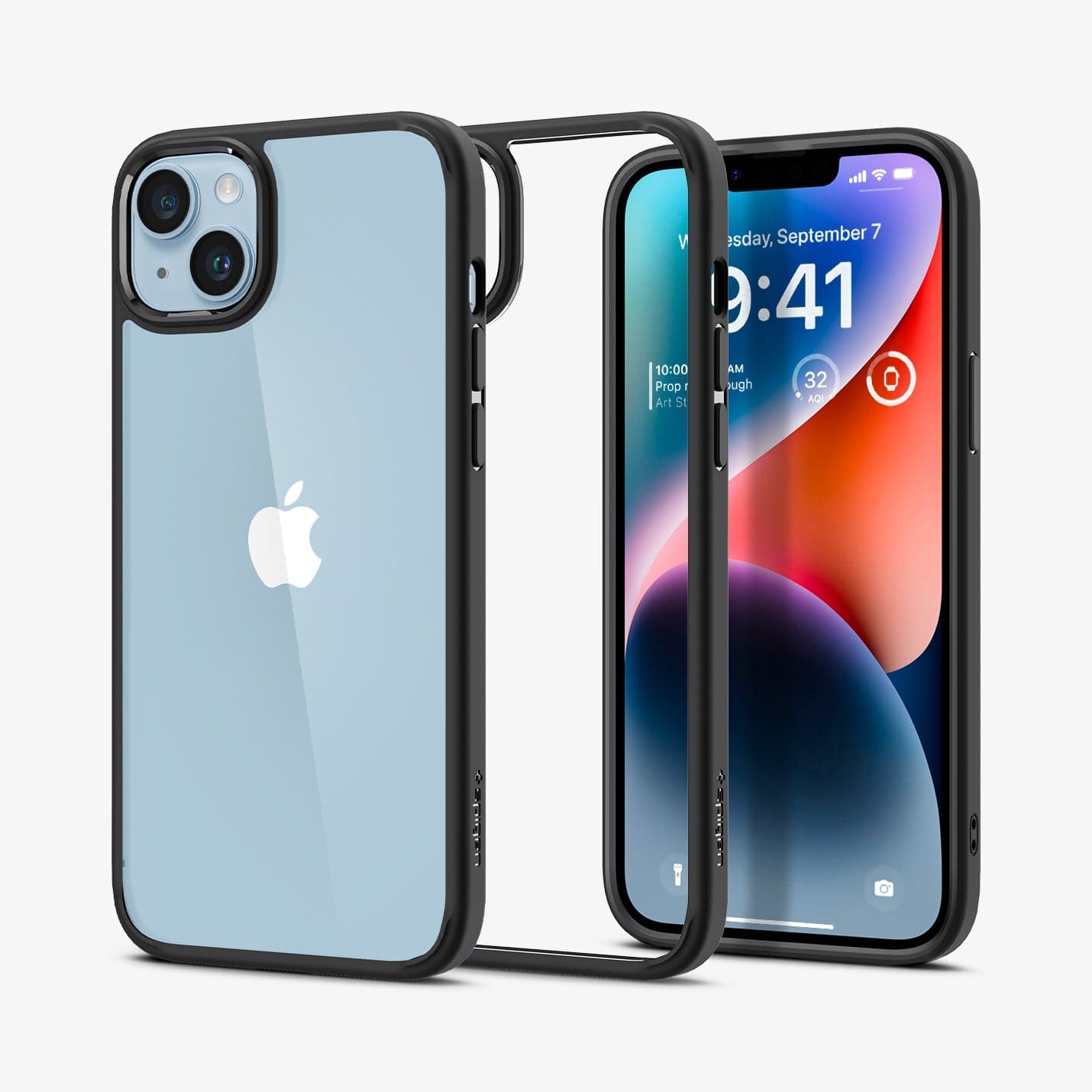ACS04895 - iPhone 14 Plus Case Ultra Hybrid in matte black showing the back, inside and front