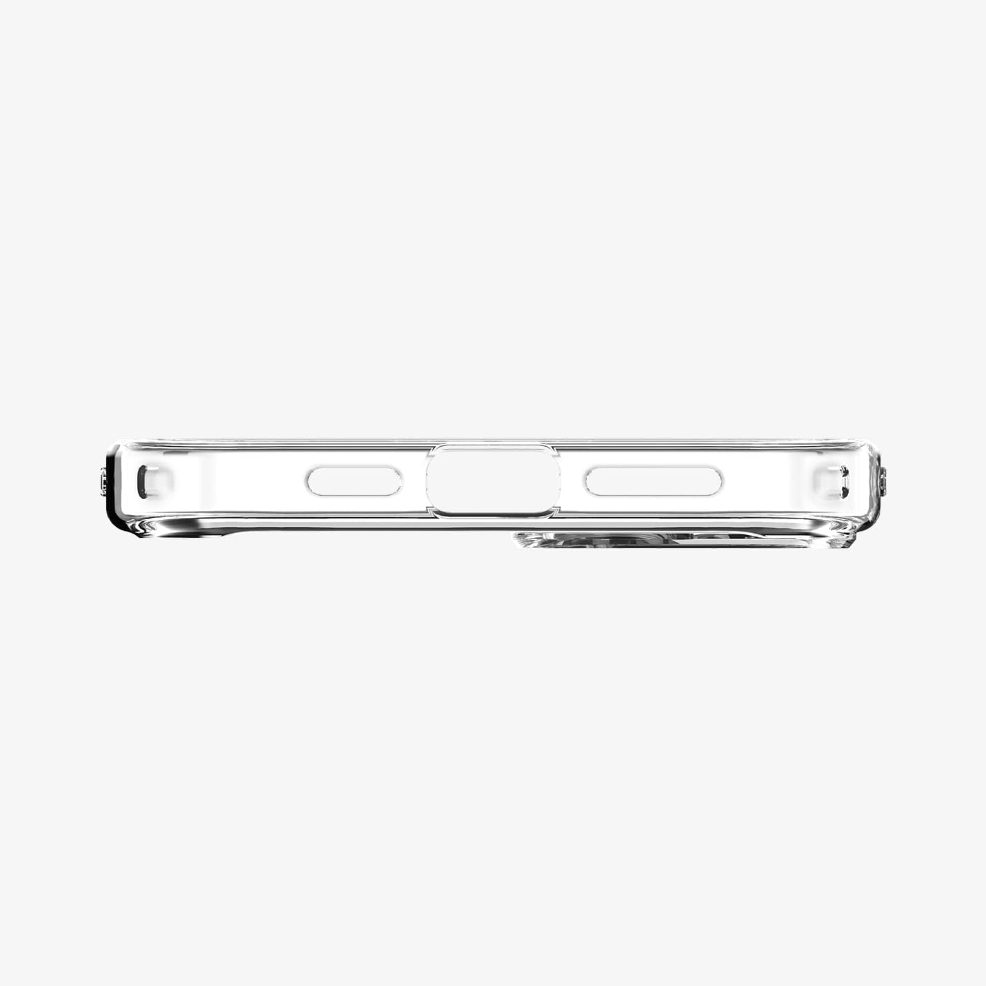 ACS04894 - iPhone 14 Plus Case Ultra Hybrid in crystal clear showing the bottom with precise cutouts