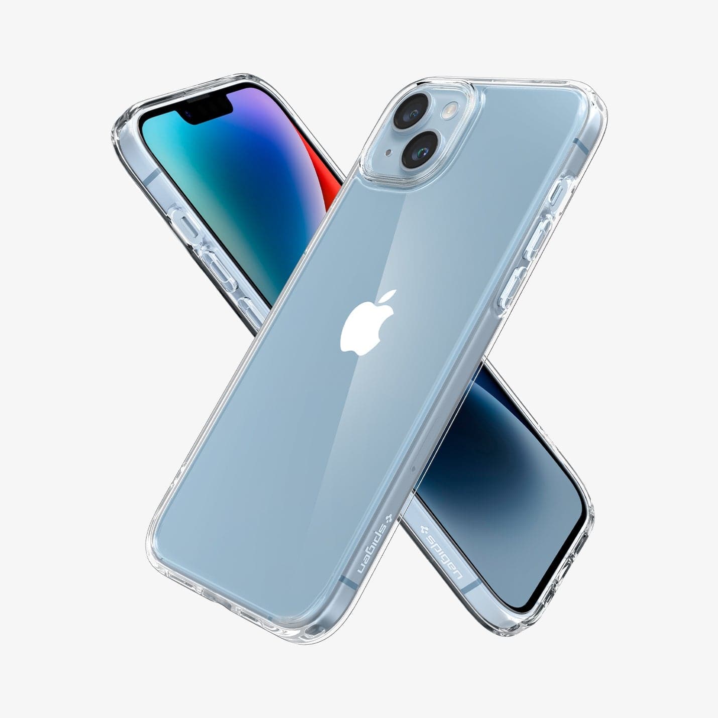 ACS05040 - iPhone 14 Case Ultra Hybrid in crystal clear showing the back, sides and front
