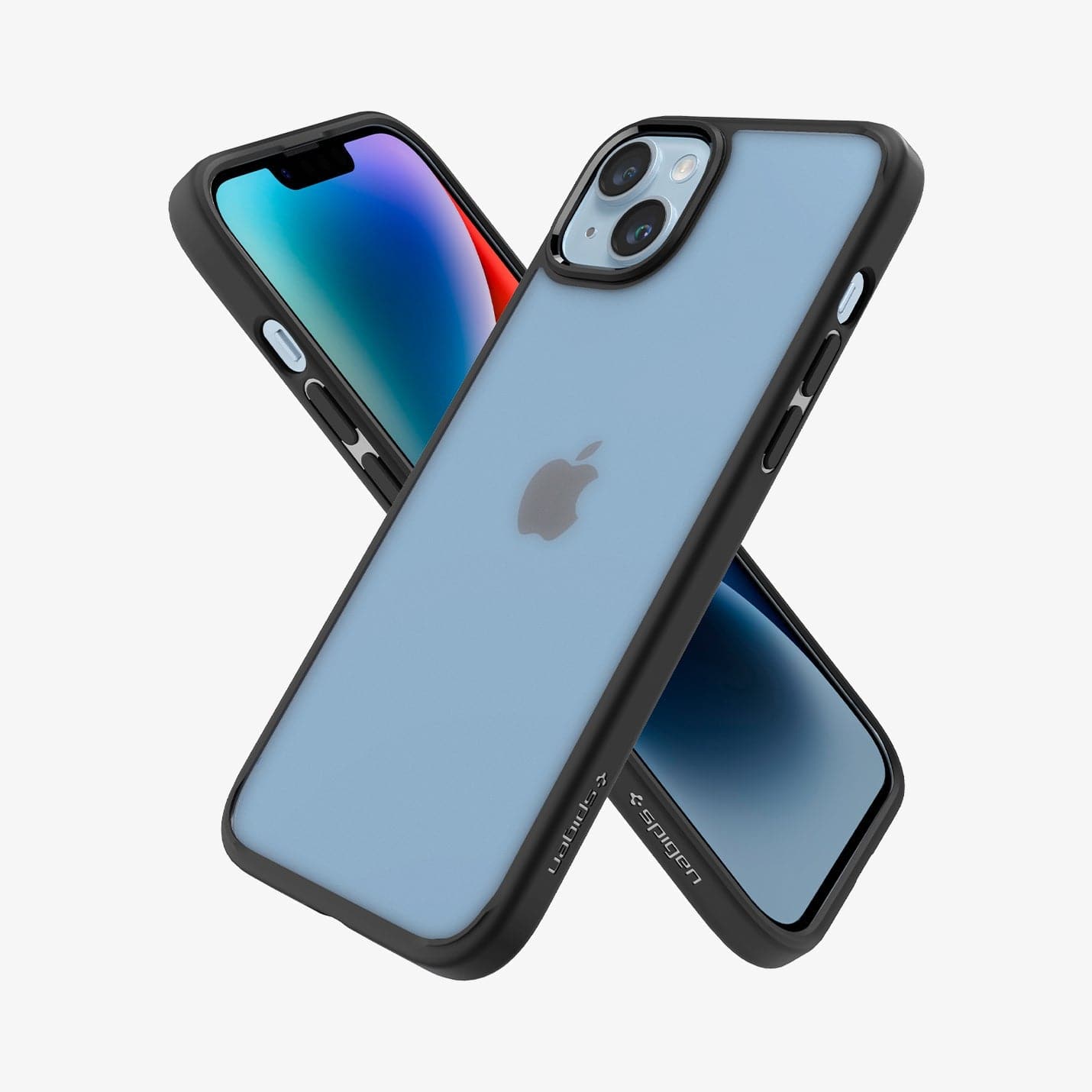 ACS05047 - iPhone 14 Case Ultra Hybrid in frost black showing the back, sides and front