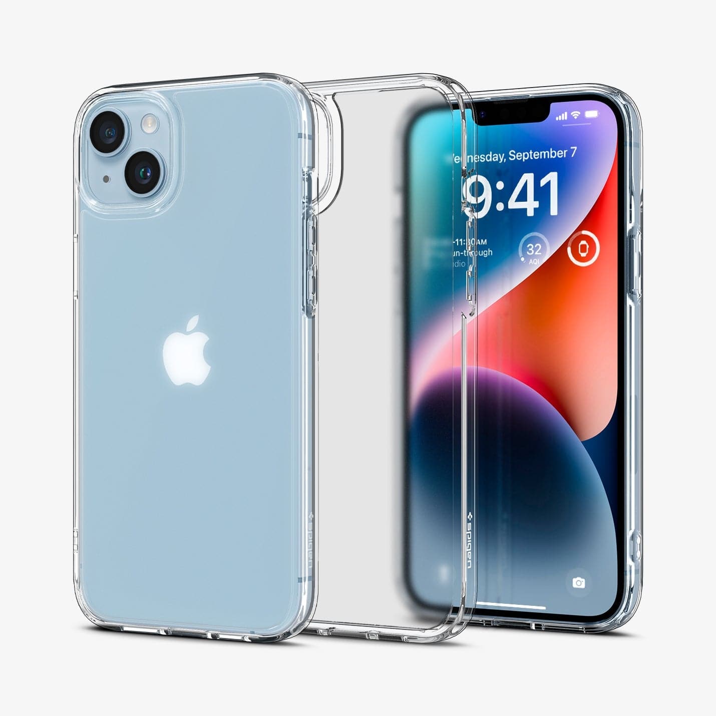 ACS05046 - iPhone 14 Case Ultra Hybrid in frost clear showing the back, inside and front