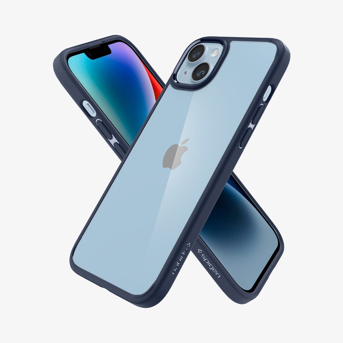 ACS04899 - iPhone 14 Plus Case Ultra Hybrid in navy blue showing the back, sides and front