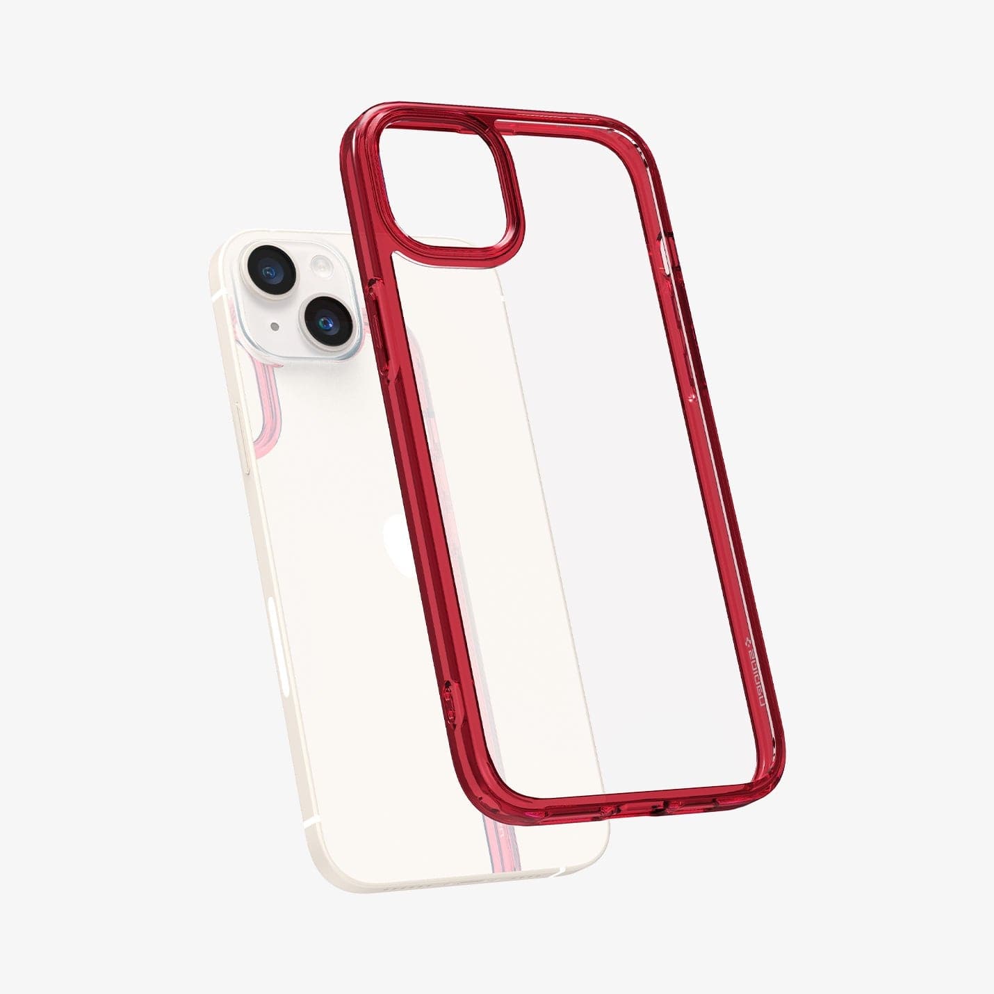 ACS04896 - iPhone 14 Plus Case Ultra Hybrid in red crystal showing the back slightly hovering away from device