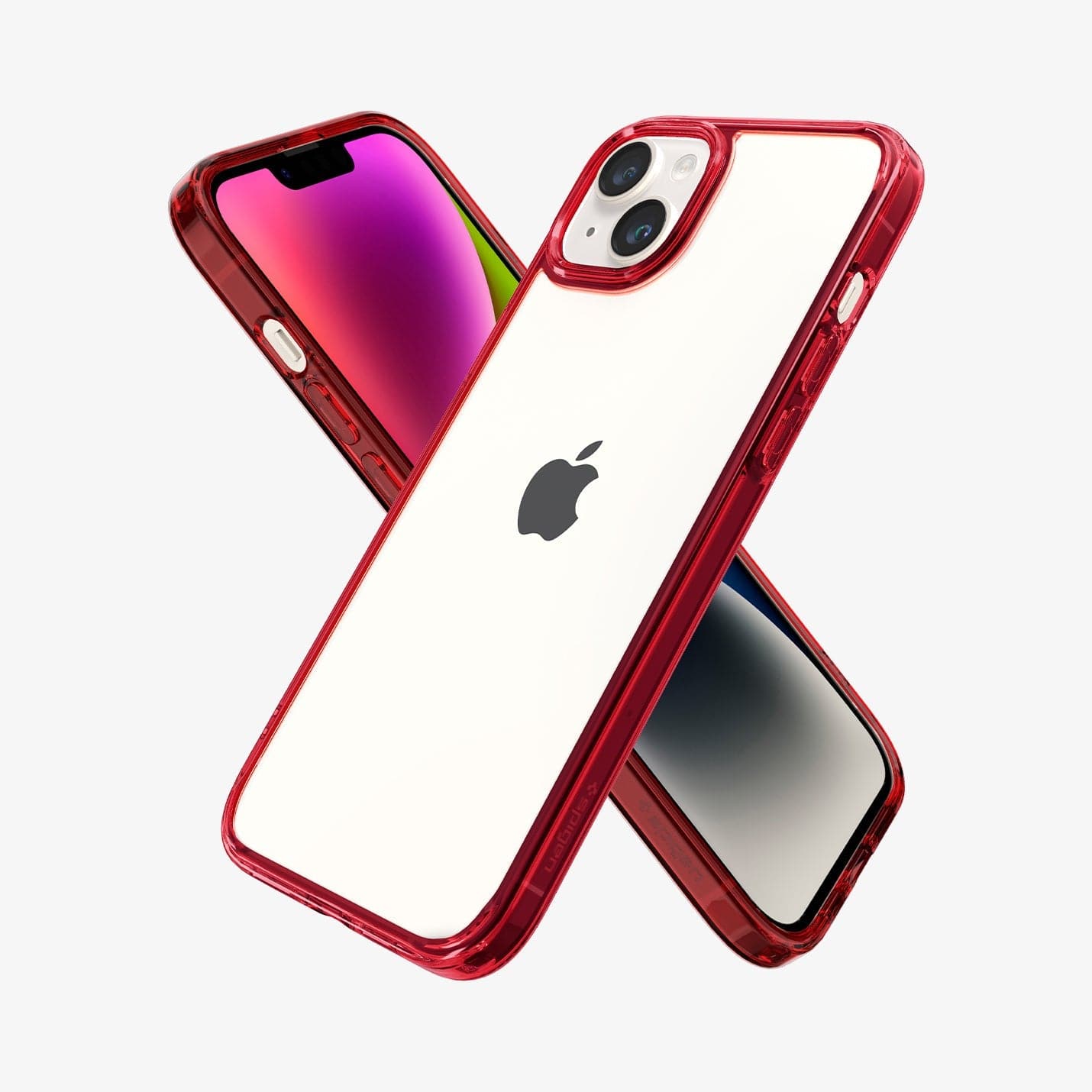 ACS04896 - iPhone 14 Plus Case Ultra Hybrid in red crystal showing the back, sides and front