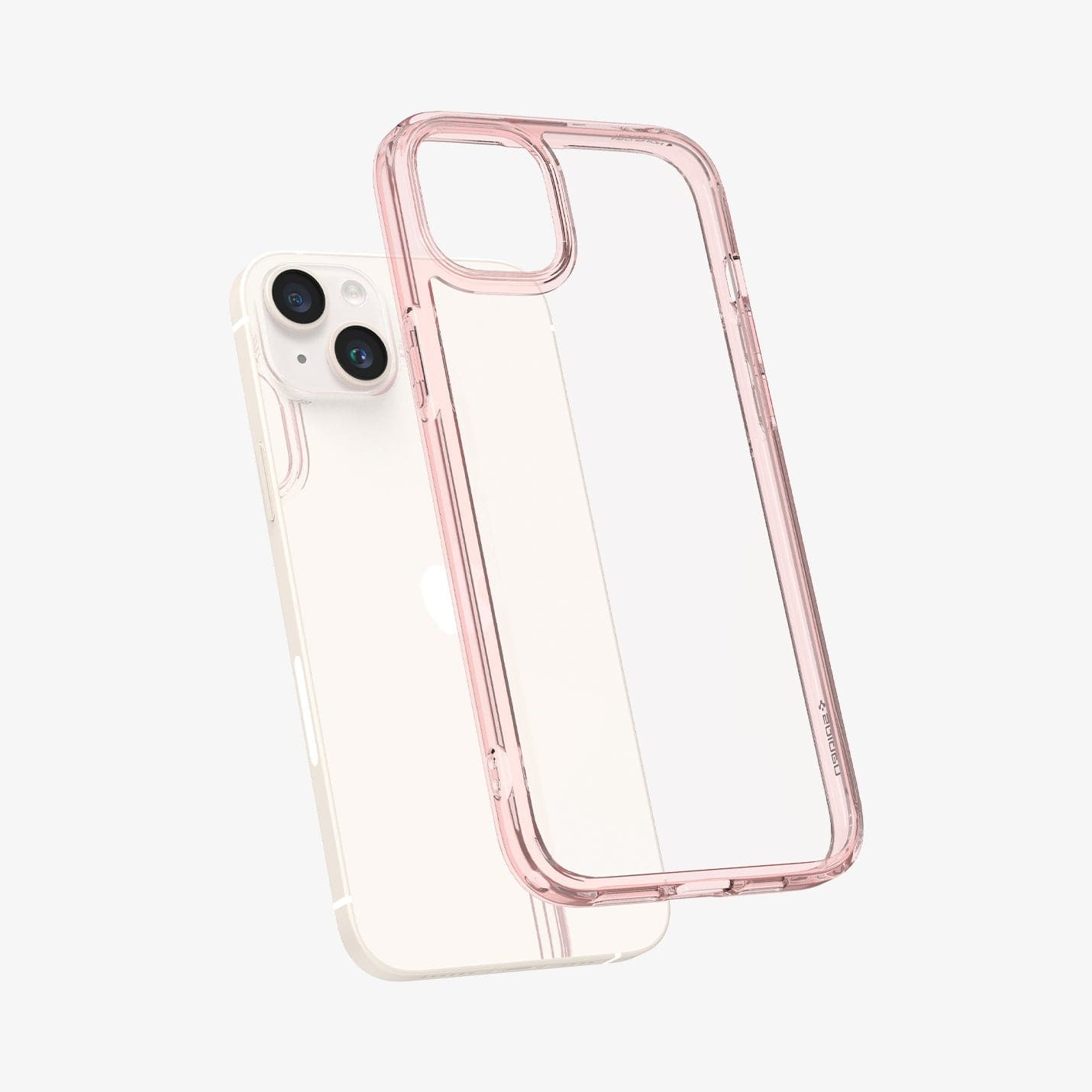 ACS05043 - iPhone 14 Case Ultra Hybrid in rose crystal showing the back slightly hovering away from device