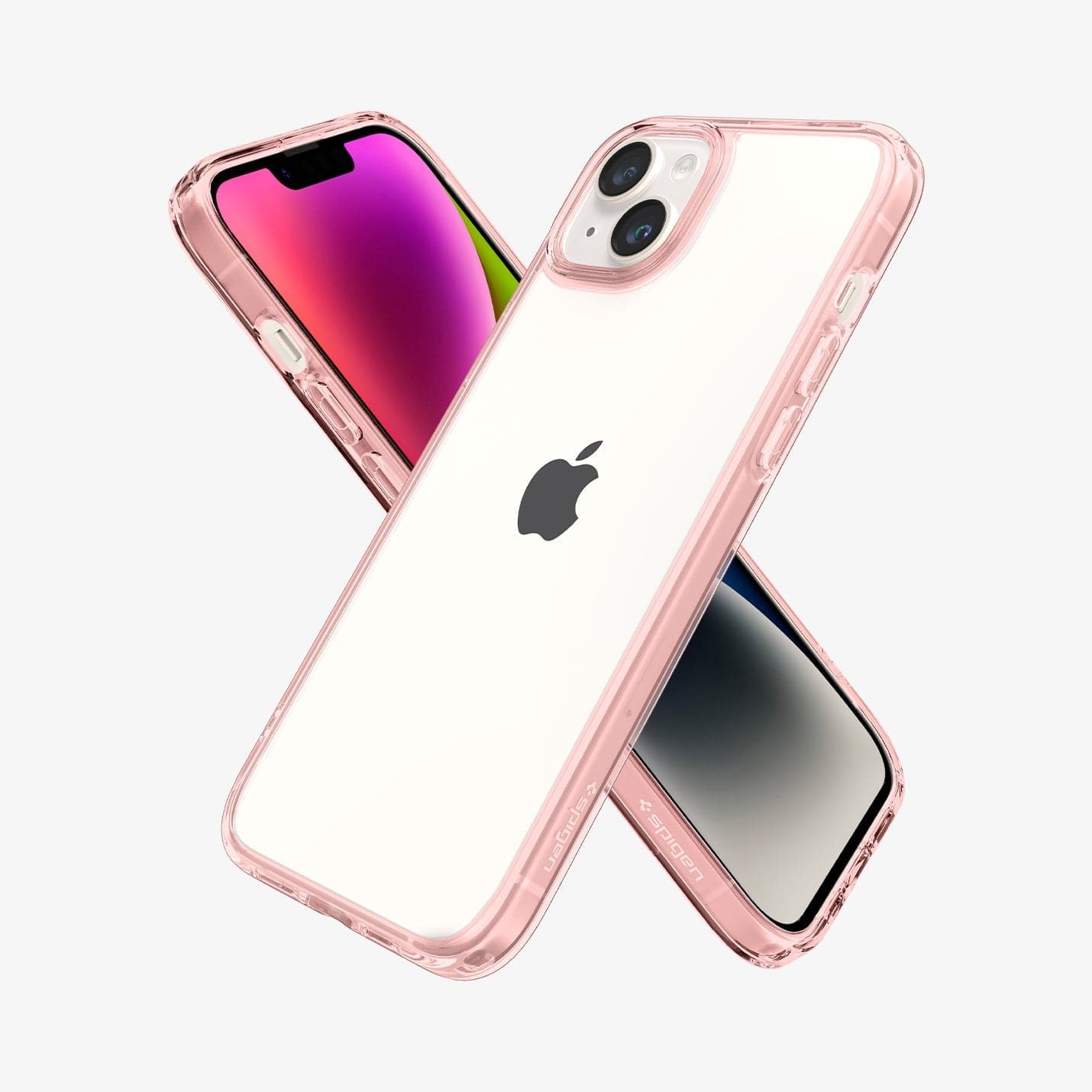 ACS04897 - iPhone 14 Plus Case Ultra Hybrid in rose crystal showing the back, sides and front