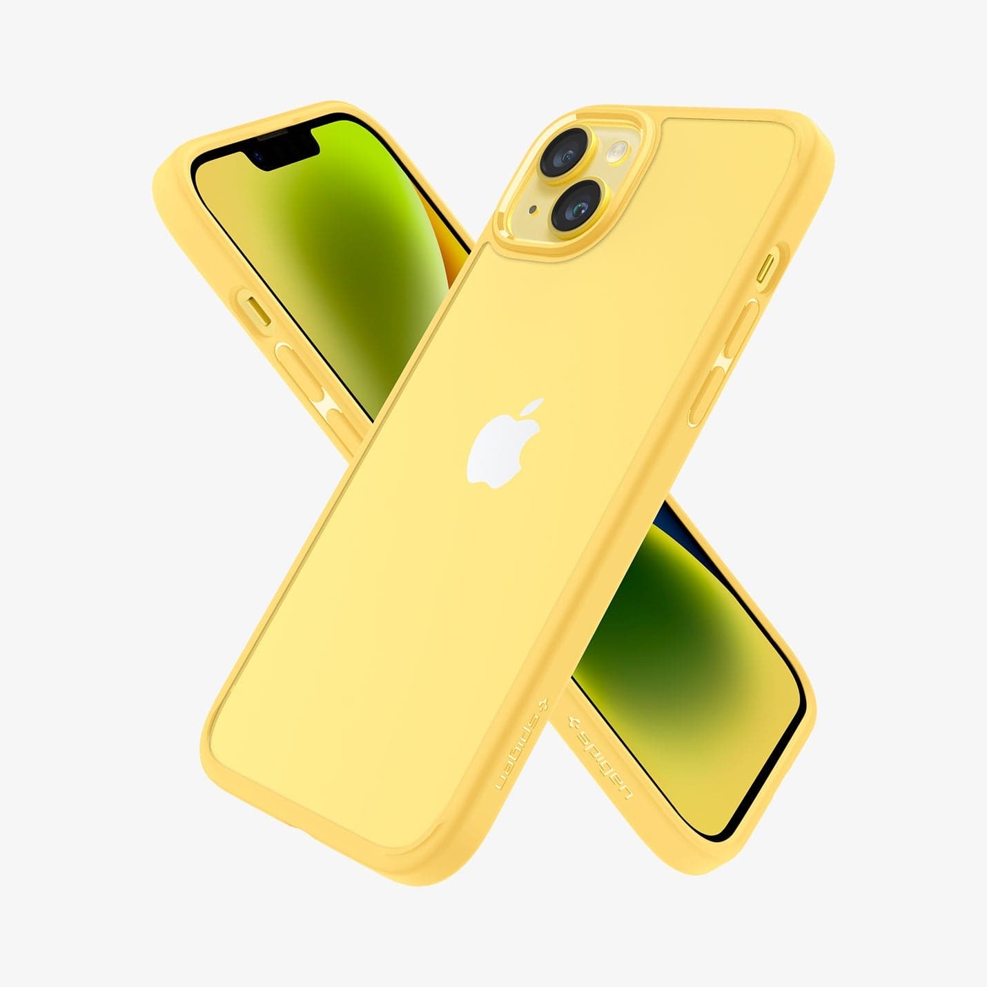 ACS06272 - iPhone 14 Case Ultra Hybrid in butter yellow showing the back, front and sides