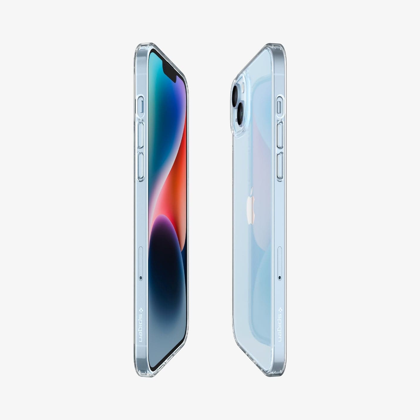 ACS04886 - iPhone 14 Plus Case Air Skin Hybrid in crystal clear showing the sides, partial front and back