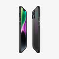 ACS04773 - iPhone 14 Plus Case Thin Fit in black showing the sides, partial back and front