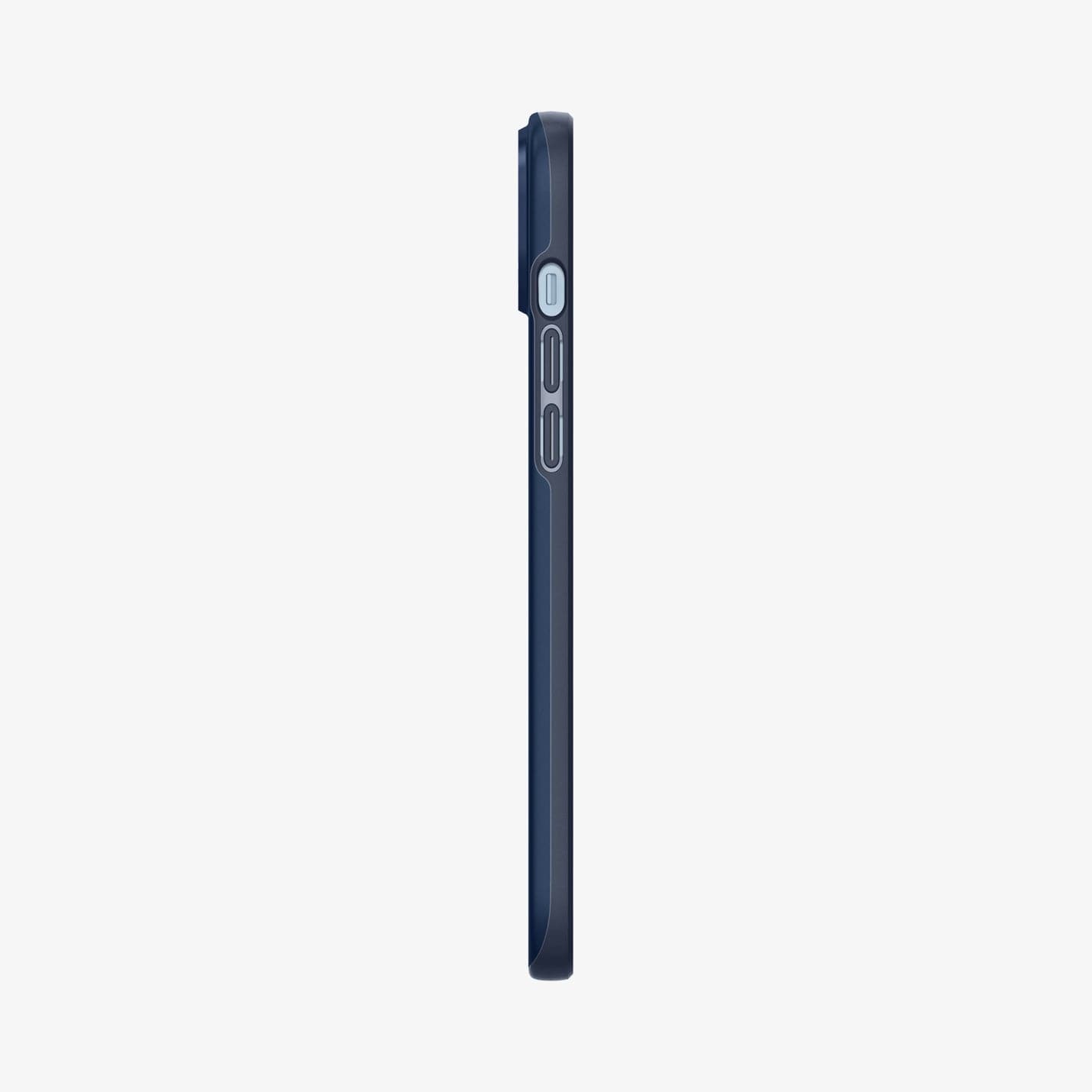 ACS04775 - iPhone 14 Plus Case Thin Fit in navy blue showing the side with volume controls