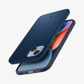 ACS04775 - iPhone 14 Plus Case Thin Fit in navy blue showing the sides, bottom, top, back and partial front